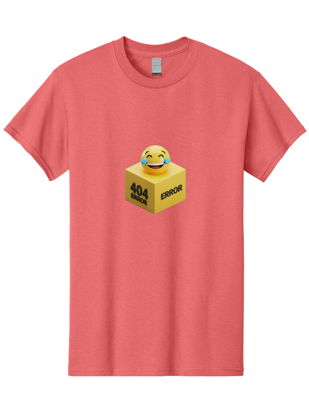 404-Error-3 Men'S Graphic Tee, 100% Cotton, Comfortable Casual Summer Wear, Machine Washable, 404 Error, Error Message, Laughing Emoji, 3D Rendering, Humor, Comedy, Website Error, Webpage Not Found, Crying Laughing Face, Humorous 404 Baa077