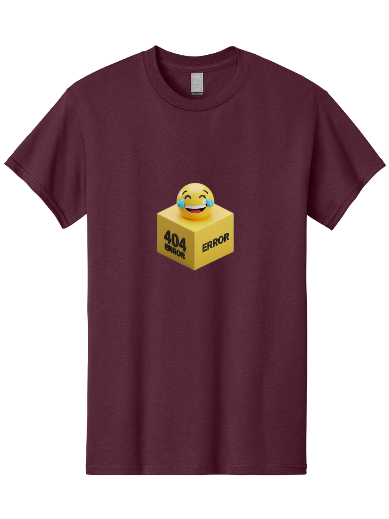 404-Error-3 Men'S Graphic Tee, 100% Cotton, Comfortable Casual Summer Wear, Machine Washable, 404 Error, Error Message, Laughing Emoji, 3D Rendering, Humor, Comedy, Website Error, Webpage Not Found, Crying Laughing Face, Humorous 404 Baa077