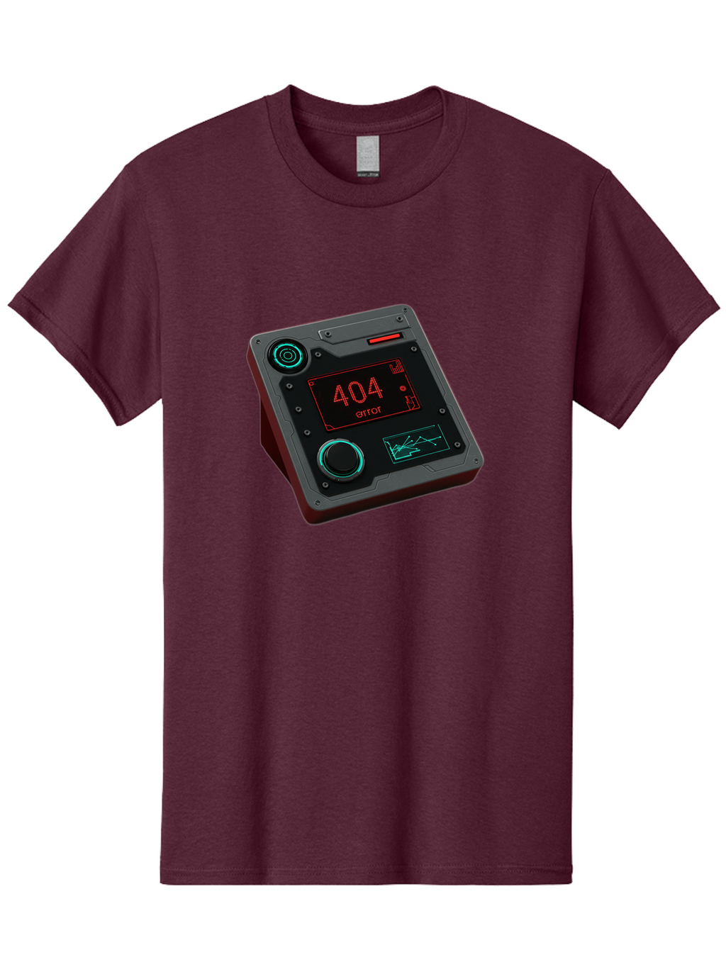 404-Error-4 Men'S Graphic Tee, 100% Cotton, Comfortable Casual Summer Wear, Machine Washable, Futuristic Device, 404 Error Message, Neon Lights, Digital Display, Error Screen, Cyberpunk Technology, Glitchy Interface, High-Tech Gadget Baa078