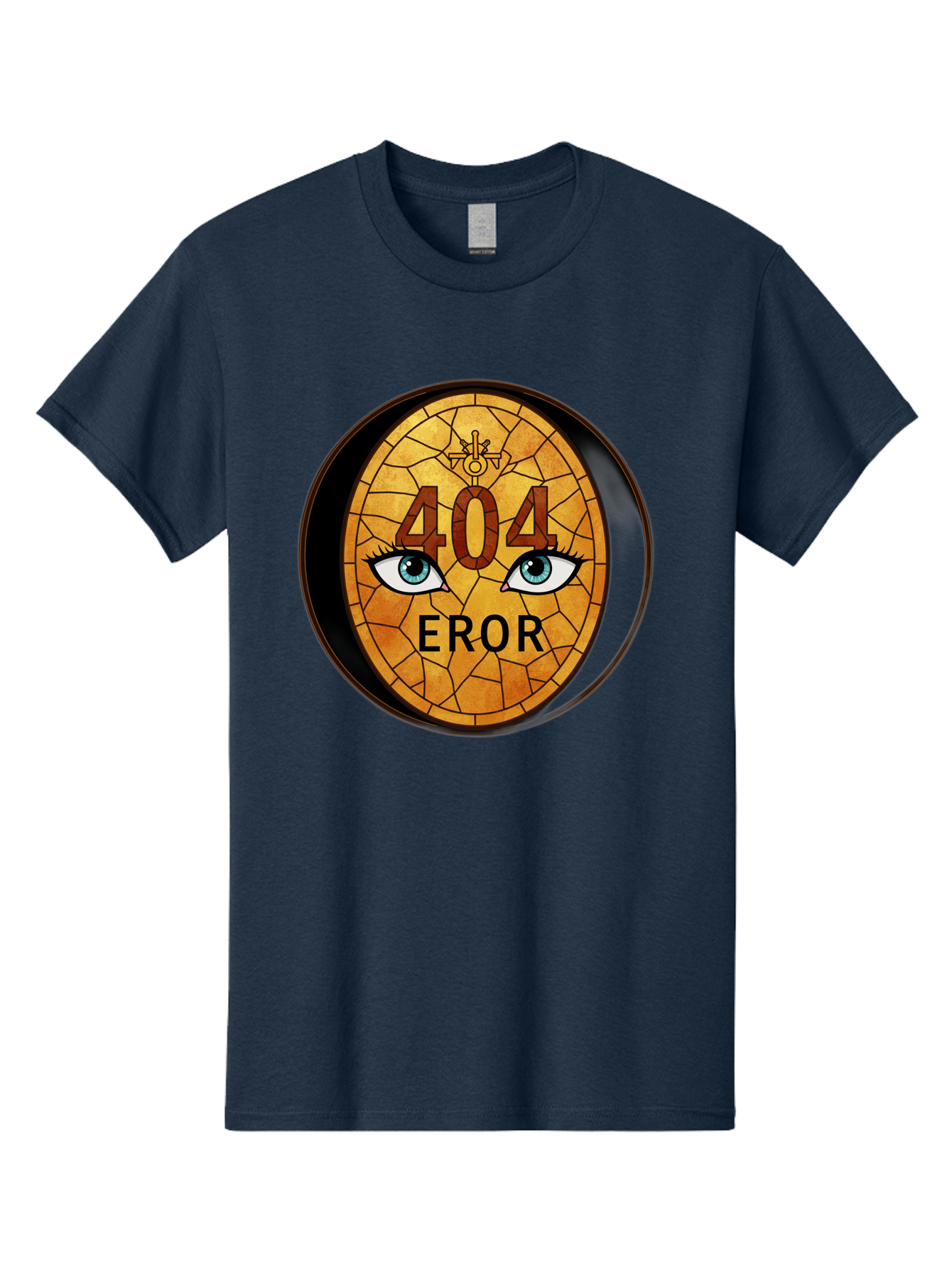 404-Error-7 Men'S Graphic Tee, 100% Cotton, Comfortable Casual Summer Wear, Machine Washable, 404 Error Message, Stained Glass Art, Mysterious Eyes, Website Error, Broken Link, Technical Issue, Surreal Design, Eye-Catching Graphic, Baa081
