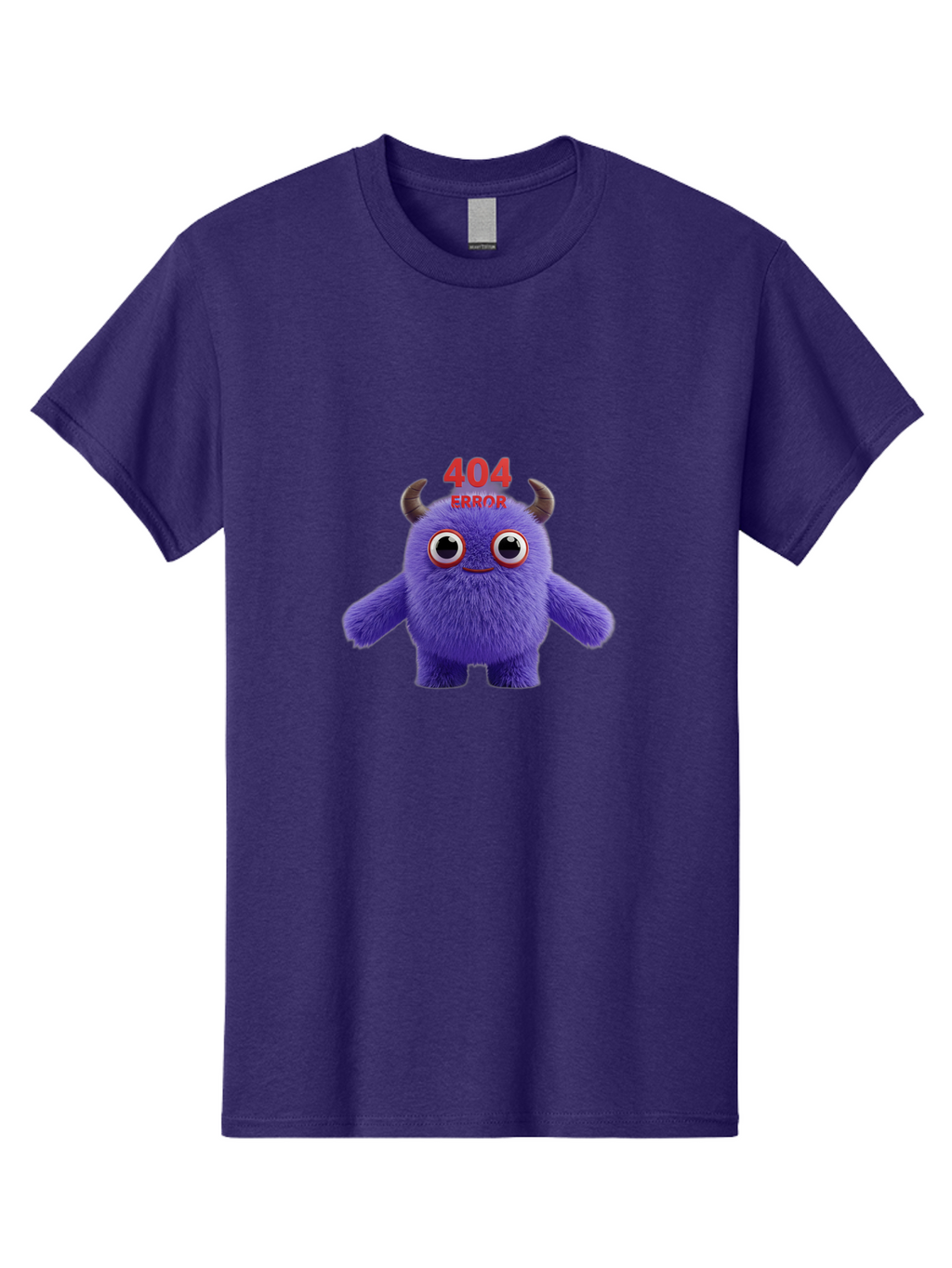 404-Error-9 Men'S Graphic Tee, 100% Cotton, Comfortable Casual Summer Wear, Machine Washable, Purple Monster With Horns, 404 Error Message, Cartoon Character, Funny Illustration, Error Page, Page Not Found, Playful Design, Whimsical Creature Baa083