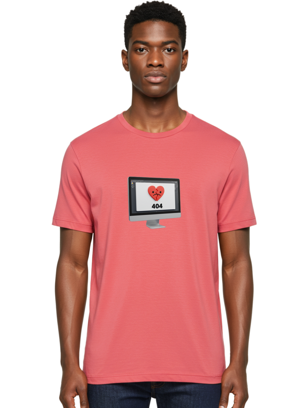 404-Error-Heart Men'S Graphic Tee, 100% Cotton, Comfortable Casual Summer Wear, Machine Washable, 404 Error Page, Broken Heart, Sad Face, Heartbreak Symbol, Webpage Not Found, Technical Issue, Error Message, Frustrated User Baa085