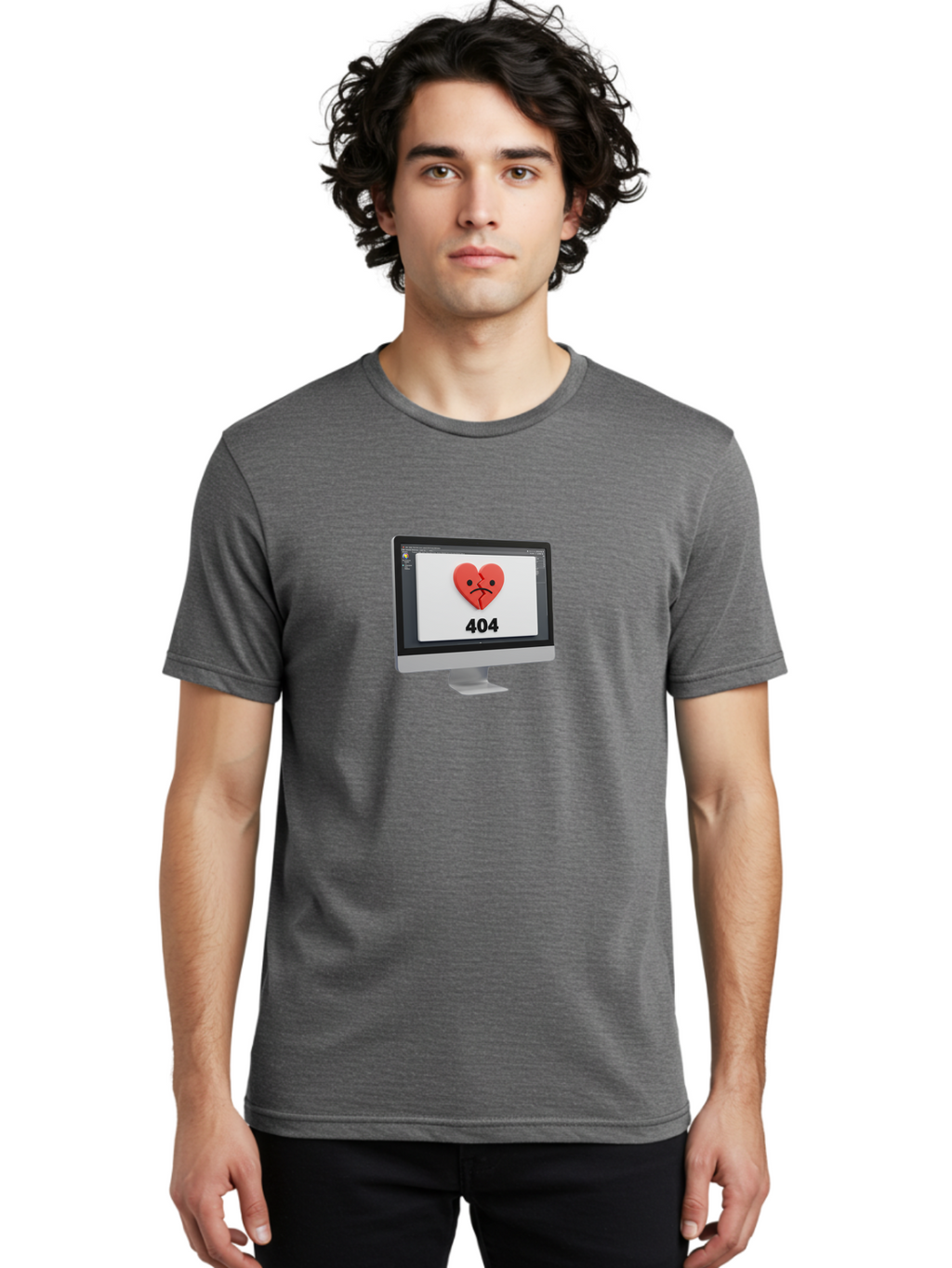 404-Error-Heart Men'S Graphic Tee, 100% Cotton, Comfortable Casual Summer Wear, Machine Washable, 404 Error Page, Broken Heart, Sad Face, Heartbreak Symbol, Webpage Not Found, Technical Issue, Error Message, Frustrated User Baa085