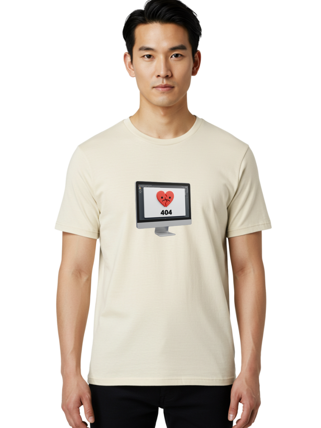 404-Error-Heart Men'S Graphic Tee, 100% Cotton, Comfortable Casual Summer Wear, Machine Washable, 404 Error Page, Broken Heart, Sad Face, Heartbreak Symbol, Webpage Not Found, Technical Issue, Error Message, Frustrated User Baa085