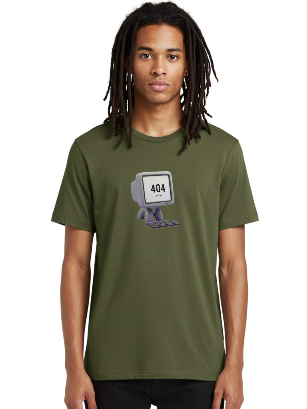 404-Error-Monitor Men'S Graphic Tee, 100% Cotton, Comfortable Casual Summer Wear, Machine Washable, 404 Error Message, Computer With Sad Face, Broken Link, Website Not Found, Error Page, Technical Issue, Webpage Unavailable, Sad Emoticon, Baa086