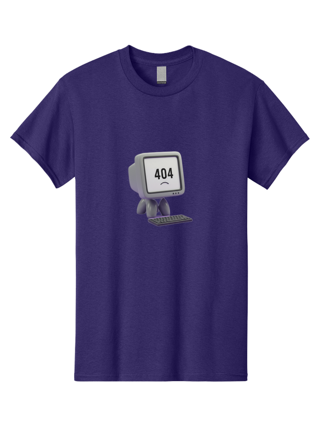 404-Error-Monitor Men'S Graphic Tee, 100% Cotton, Comfortable Casual Summer Wear, Machine Washable, 404 Error Message, Computer With Sad Face, Broken Link, Website Not Found, Error Page, Technical Issue, Webpage Unavailable, Sad Emoticon, Baa086
