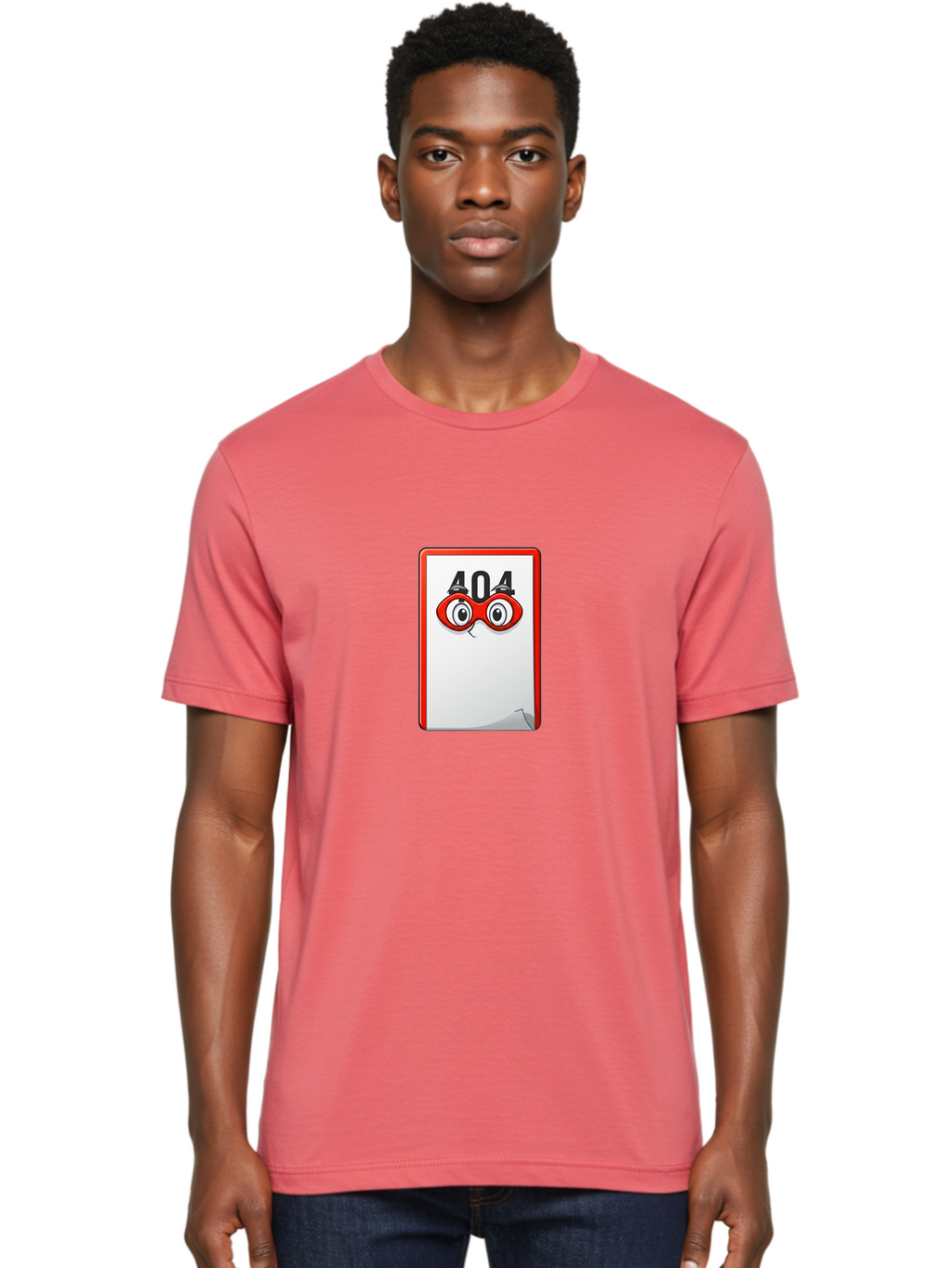 404-Error-Page-1 Men'S Graphic Tee, 100% Cotton, Comfortable Casual Summer Wear, Machine Washable, Error Page Not Found, 404 Error, Web Page Error, Page Not Found, Cartoon Illustration, Red Glasses, Website Error, Web Development Baa088