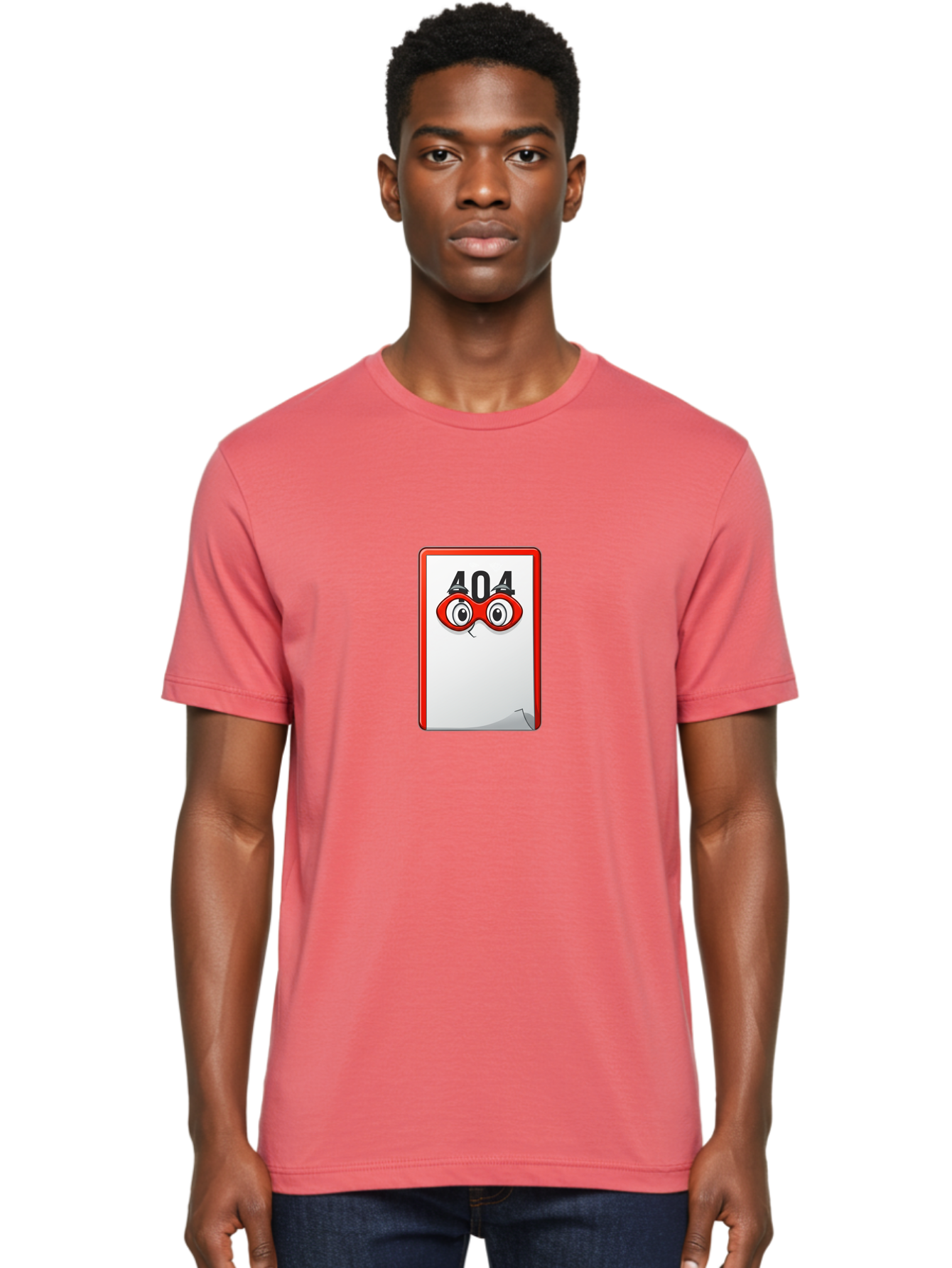 404-Error-Page-1 Men'S Graphic Tee, 100% Cotton, Comfortable Casual Summer Wear, Machine Washable, Error Page Not Found, 404 Error, Web Page Error, Page Not Found, Cartoon Illustration, Red Glasses, Website Error, Web Development Baa088