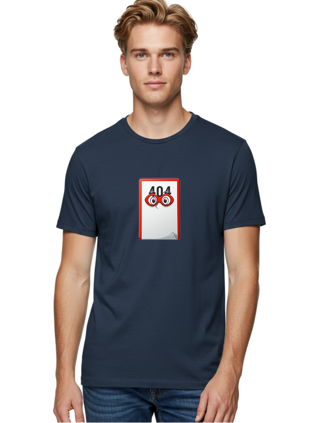 404-Error-Page-1 Men'S Graphic Tee, 100% Cotton, Comfortable Casual Summer Wear, Machine Washable, Error Page Not Found, 404 Error, Web Page Error, Page Not Found, Cartoon Illustration, Red Glasses, Website Error, Web Development Baa088