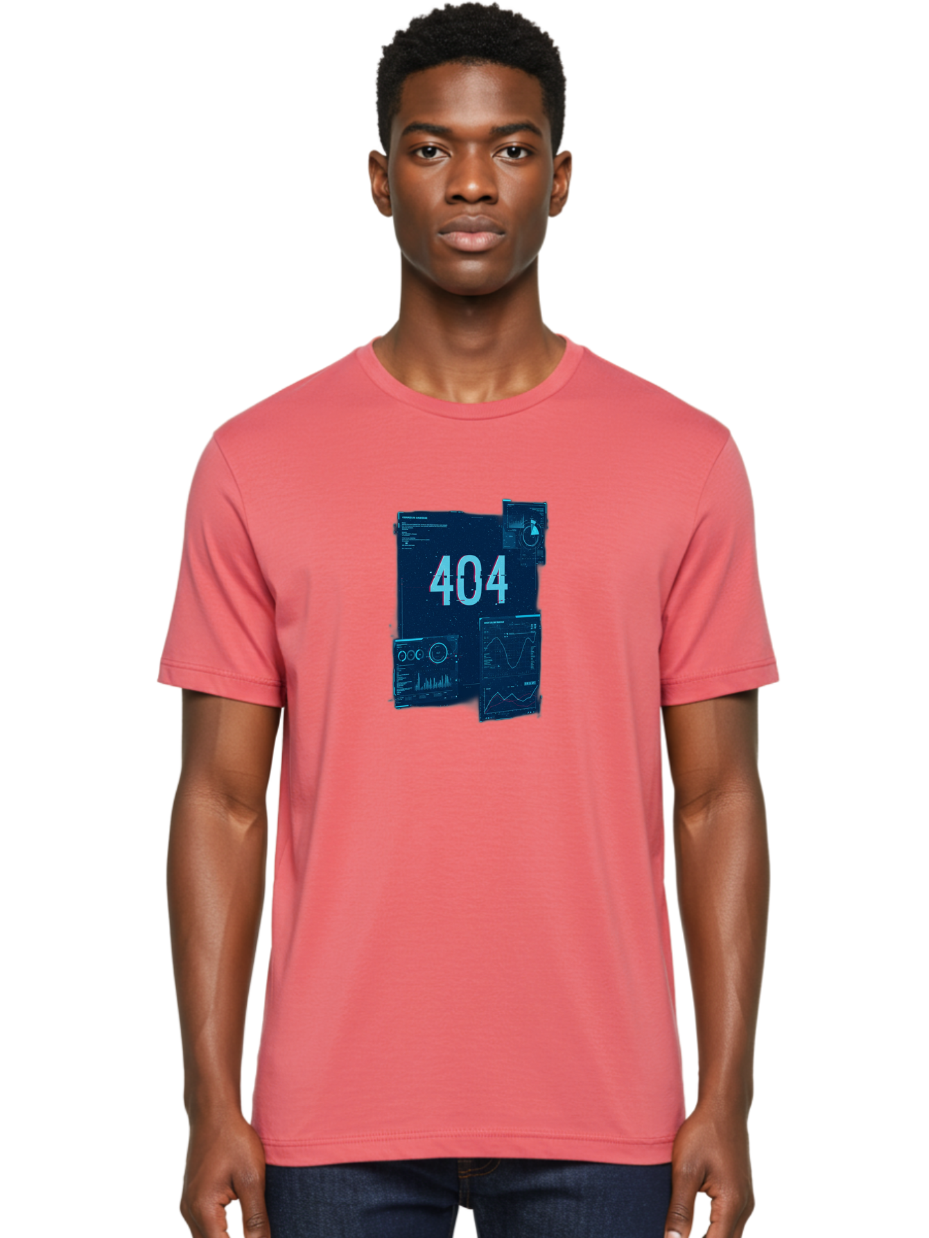 404-Error-Page Men'S Graphic Tee, 100% Cotton, Comfortable Casual Summer Wear, Machine Washable, 404 Error Page, Page Not Found, Digital Glitch, Cyberpunk Style, Futuristic Design, Error Message, Broken Link, Techno Aesthetic, Baa089