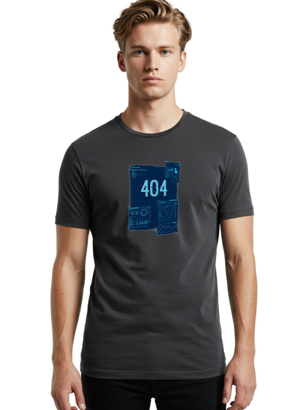 404-Error-Page Men'S Graphic Tee, 100% Cotton, Comfortable Casual Summer Wear, Machine Washable, 404 Error Page, Page Not Found, Digital Glitch, Cyberpunk Style, Futuristic Design, Error Message, Broken Link, Techno Aesthetic, Baa089