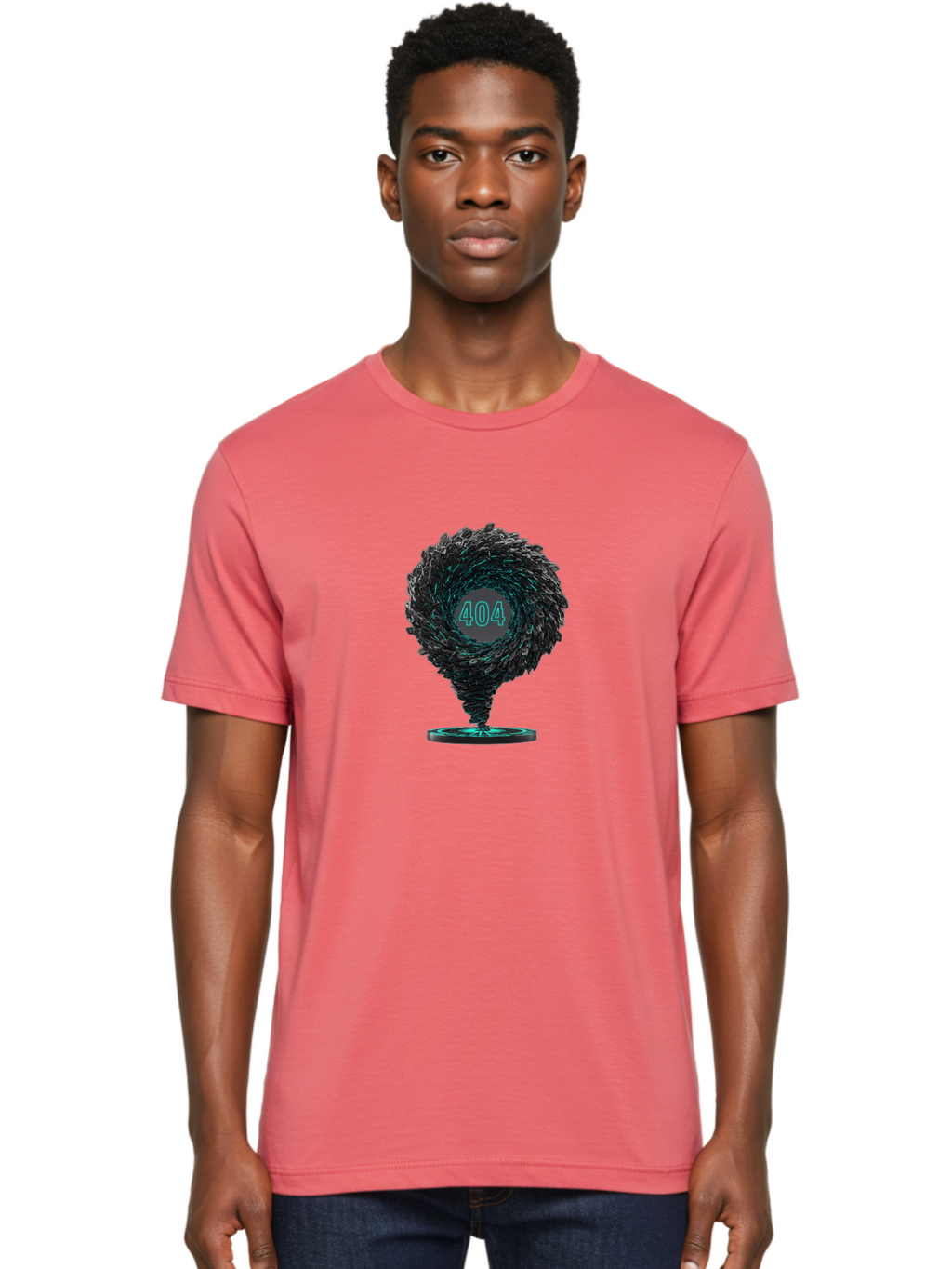 404-Error-Tornado Men'S Graphic Tee, 100% Cotton, Comfortable Casual Summer Wear, Machine Washable, Error Page, 404 Not Found, Web Design, Glitch Art, Digital Chaos, Abstract Vortex, Futuristic, Website Error Message, Page Not Found Baa092