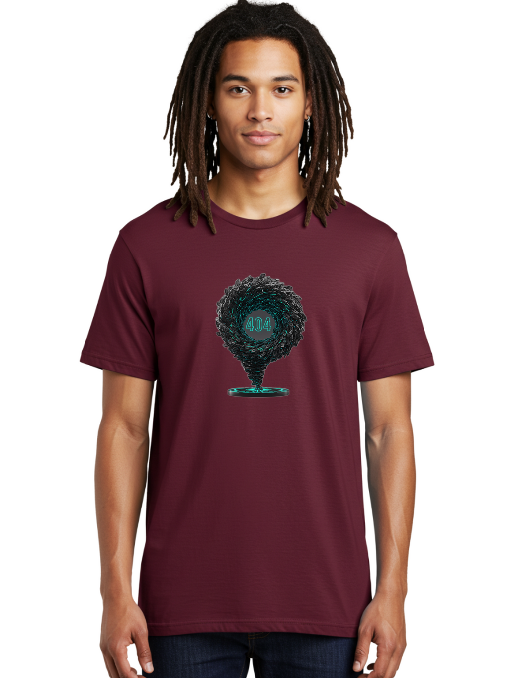404-Error-Tornado Men'S Graphic Tee, 100% Cotton, Comfortable Casual Summer Wear, Machine Washable, Error Page, 404 Not Found, Web Design, Glitch Art, Digital Chaos, Abstract Vortex, Futuristic, Website Error Message, Page Not Found Baa092