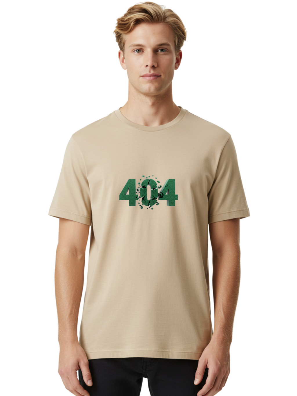 404-Error Men'S Graphic Tee, 100% Cotton, Comfortable Casual Summer Wear, Machine Washable, 404 Error, Broken Link, Page Not Found, Crushed Numbers, Broken Text, Error Message, Website Glitch, Broken Webpage Baa093