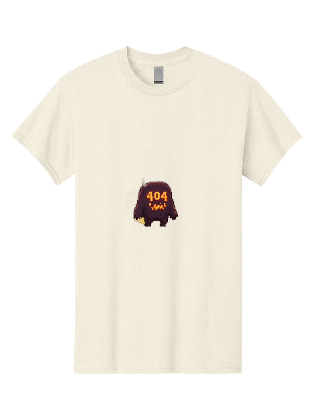 404-Monster-1 Men'S Graphic Tee, 100% Cotton, Comfortable Casual Summer Wear, Machine Washable, Pixel Art Monster, Error Message, 404 Error, Broken Link, Creepy Creature, Digital Art, Halloween Theme, Orange Glow, Dark Creature Baa098