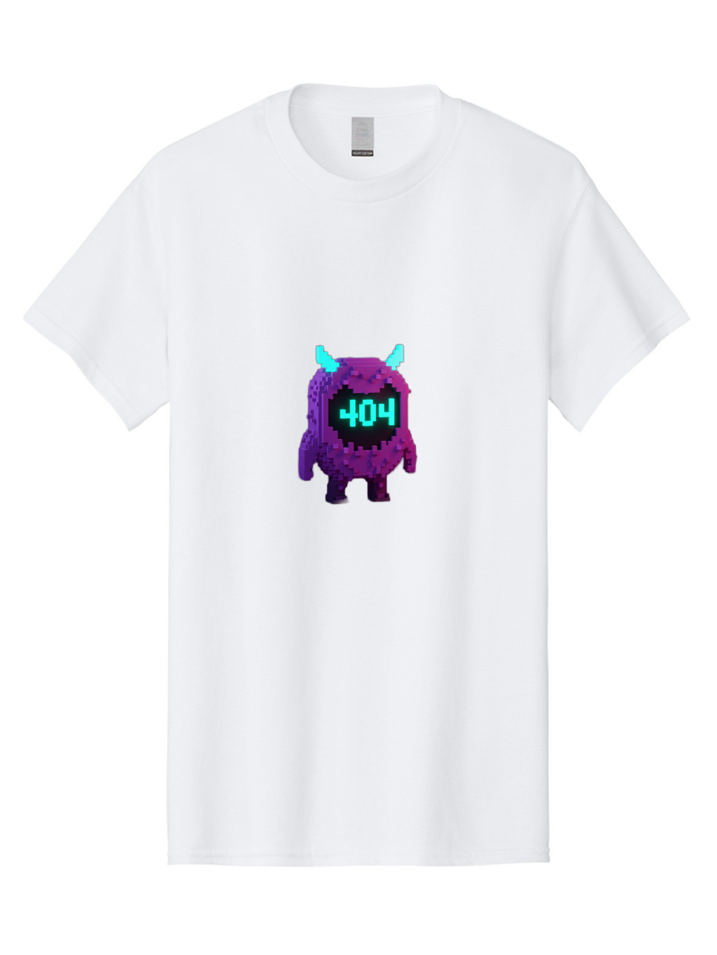 404-Monster-3 Men'S Graphic Tee, 100% Cotton, Comfortable Casual Summer Wear, Machine Washable, Pixel Art Monster, 404 Error, Digital Creature, Purple Monster, Blue Horns, Error Page, Glitchy Graphics, 8-Bit Style, Retro Gaming Baa100
