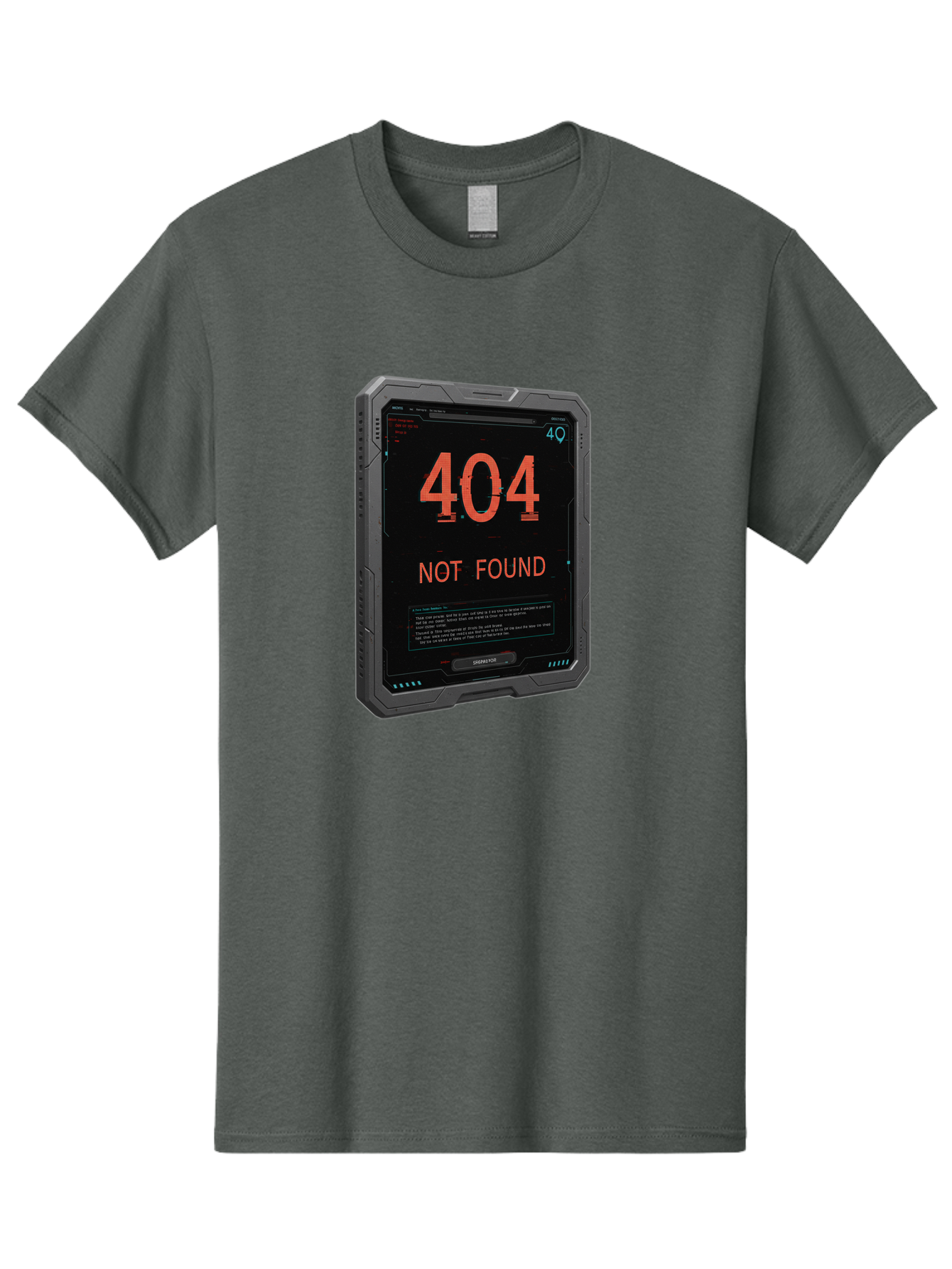 404-Not-Found Men'S Graphic Tee, 100% Cotton, Comfortable Casual Summer Wear, Machine Washable, 404 Error, Not Found Message, Futuristic Device, Error Screen, Cyberpunk Theme, Orange Text, Black Device, Tech Glitch, Sci-Fi Interface, Baa103