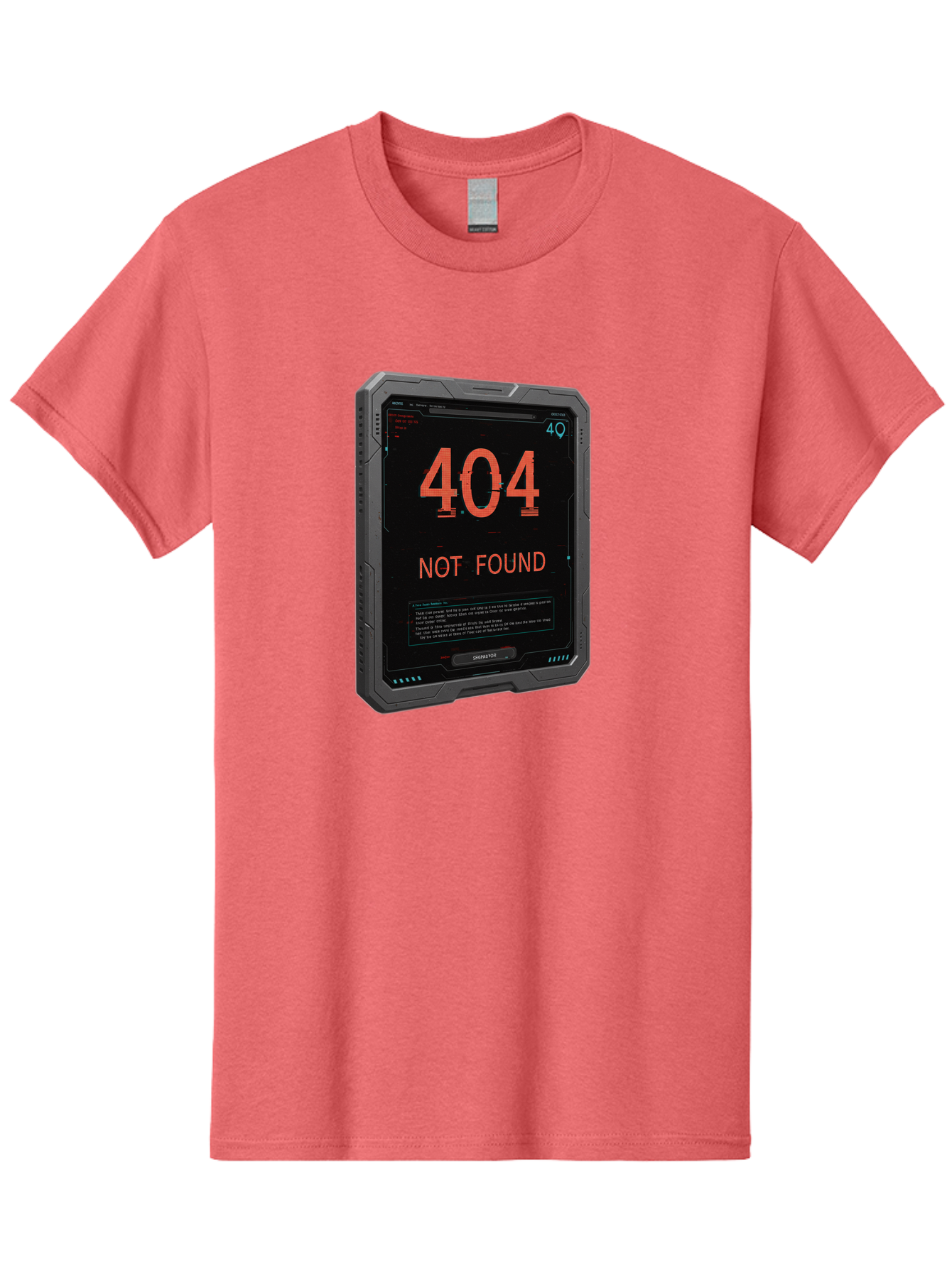 404-Not-Found Men'S Graphic Tee, 100% Cotton, Comfortable Casual Summer Wear, Machine Washable, 404 Error, Not Found Message, Futuristic Device, Error Screen, Cyberpunk Theme, Orange Text, Black Device, Tech Glitch, Sci-Fi Interface, Baa103