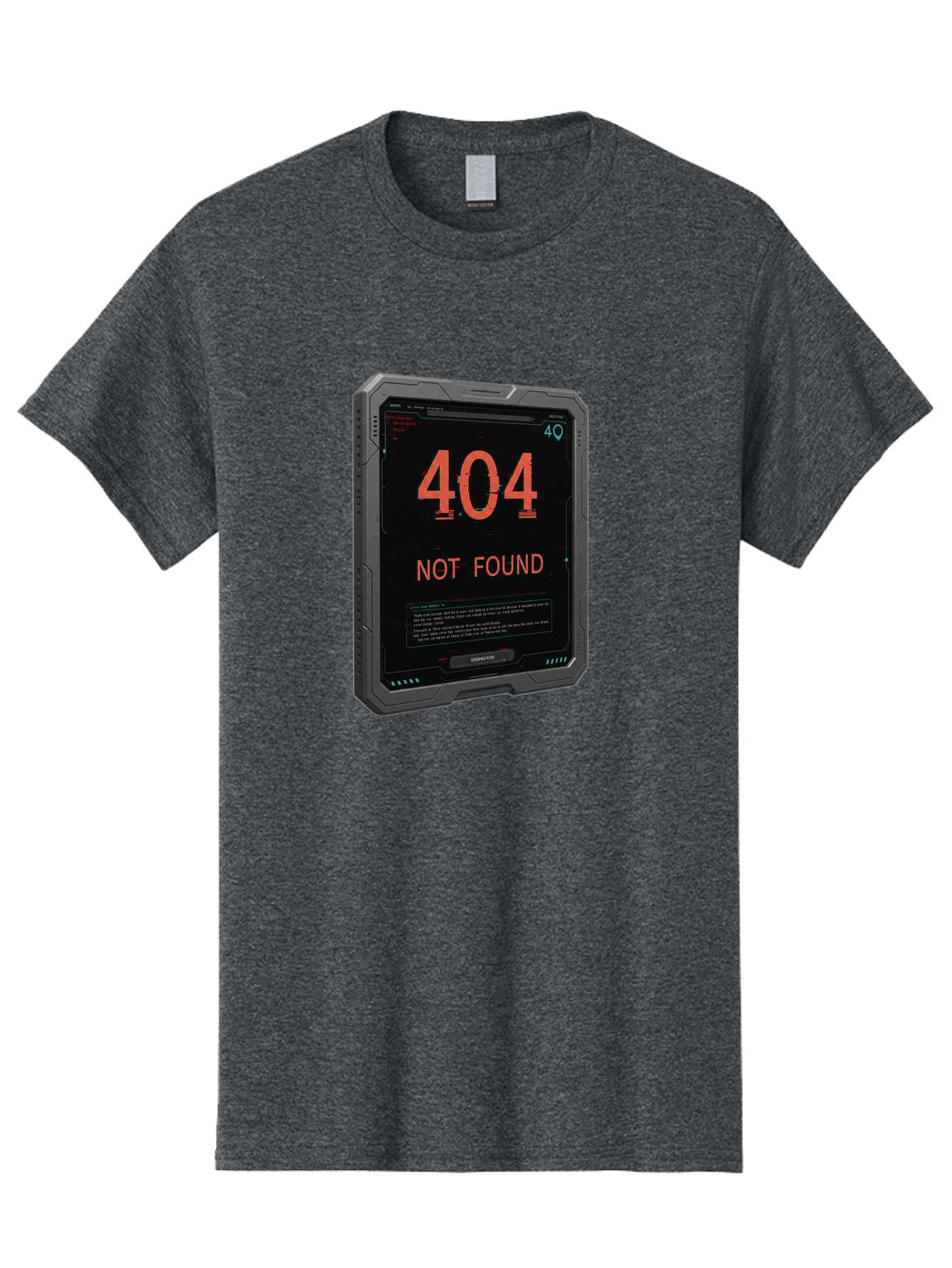 404-Not-Found Men'S Graphic Tee, 100% Cotton, Comfortable Casual Summer Wear, Machine Washable, 404 Error, Not Found Message, Futuristic Device, Error Screen, Cyberpunk Theme, Orange Text, Black Device, Tech Glitch, Sci-Fi Interface, Baa103