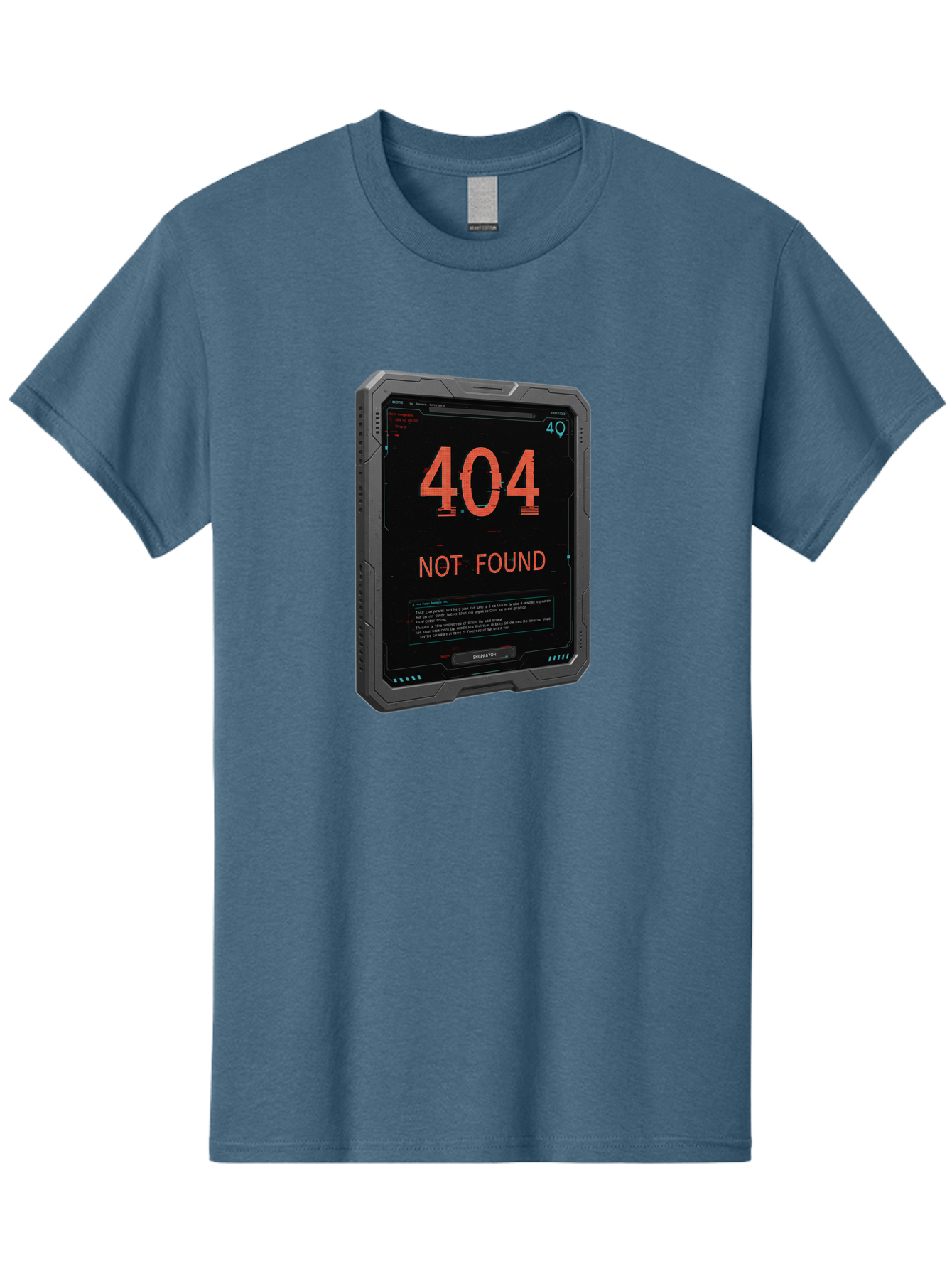 404-Not-Found Men'S Graphic Tee, 100% Cotton, Comfortable Casual Summer Wear, Machine Washable, 404 Error, Not Found Message, Futuristic Device, Error Screen, Cyberpunk Theme, Orange Text, Black Device, Tech Glitch, Sci-Fi Interface, Baa103