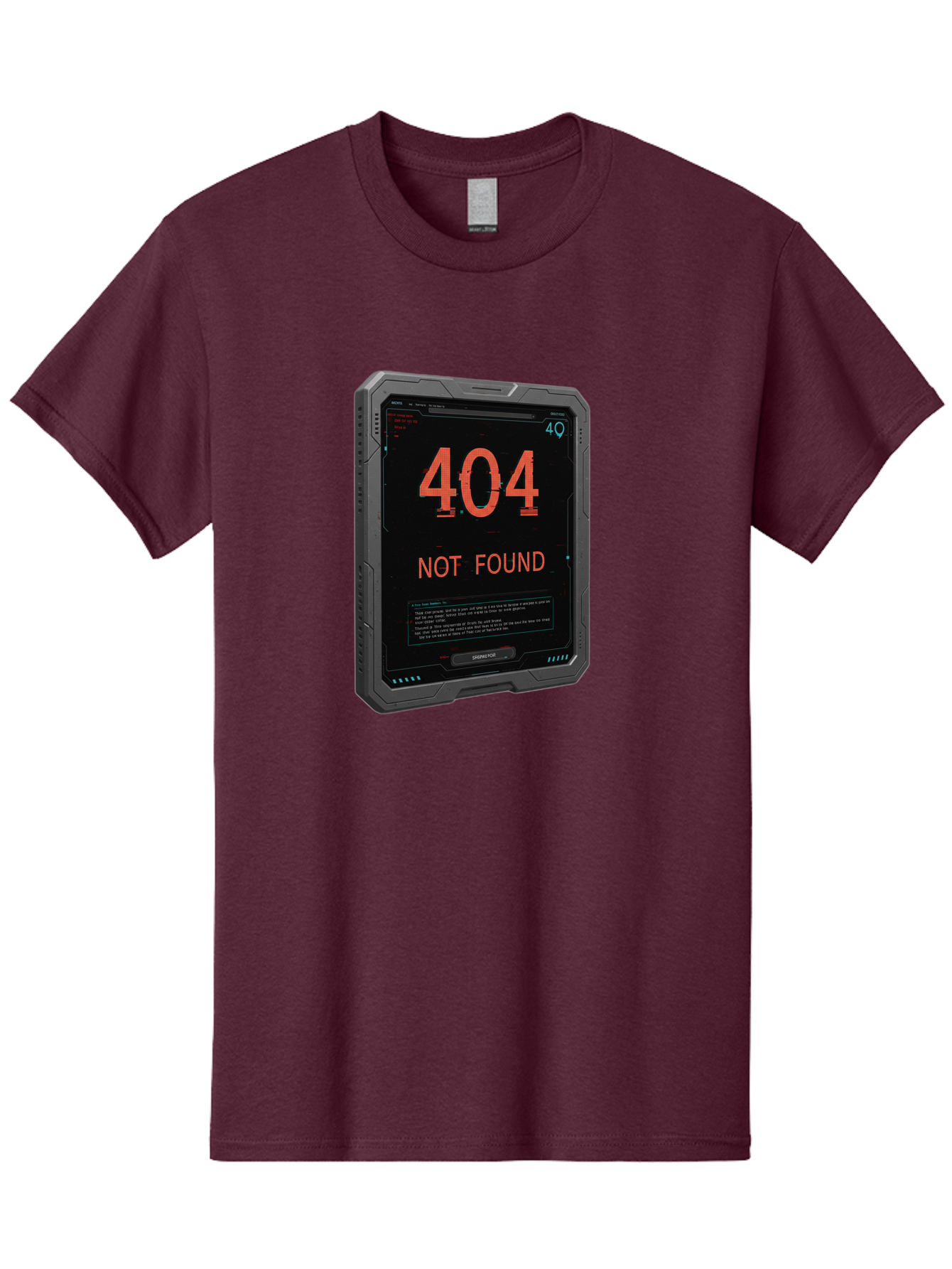 404-Not-Found Men'S Graphic Tee, 100% Cotton, Comfortable Casual Summer Wear, Machine Washable, 404 Error, Not Found Message, Futuristic Device, Error Screen, Cyberpunk Theme, Orange Text, Black Device, Tech Glitch, Sci-Fi Interface, Baa103