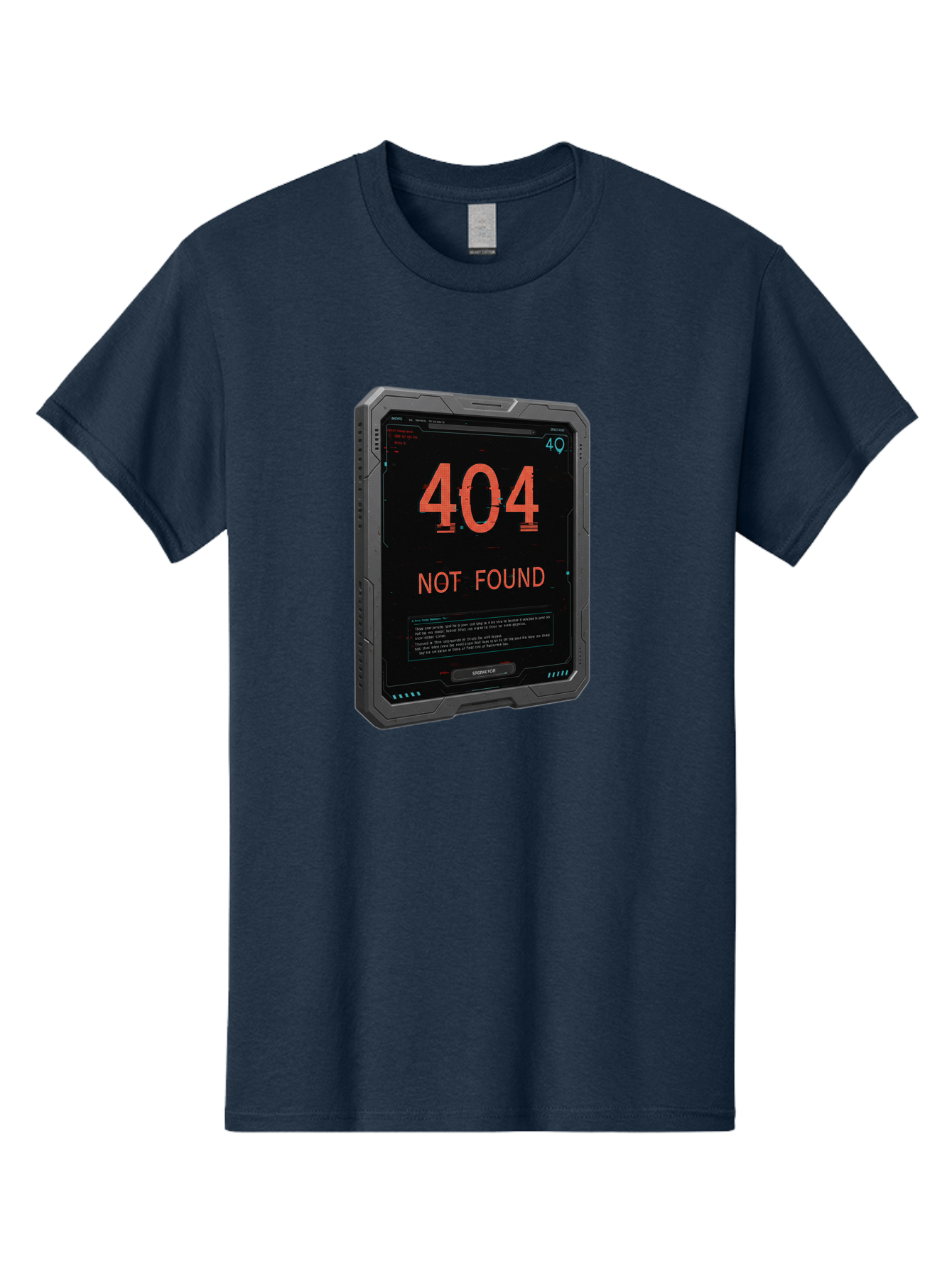 404-Not-Found Men'S Graphic Tee, 100% Cotton, Comfortable Casual Summer Wear, Machine Washable, 404 Error, Not Found Message, Futuristic Device, Error Screen, Cyberpunk Theme, Orange Text, Black Device, Tech Glitch, Sci-Fi Interface, Baa103