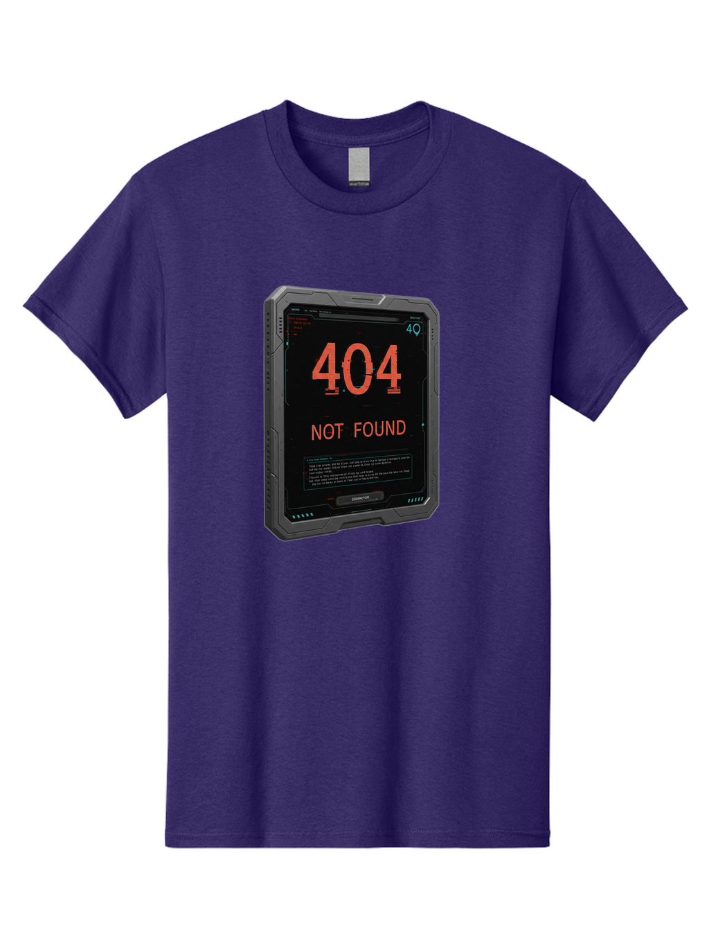 404-Not-Found Men'S Graphic Tee, 100% Cotton, Comfortable Casual Summer Wear, Machine Washable, 404 Error, Not Found Message, Futuristic Device, Error Screen, Cyberpunk Theme, Orange Text, Black Device, Tech Glitch, Sci-Fi Interface, Baa103