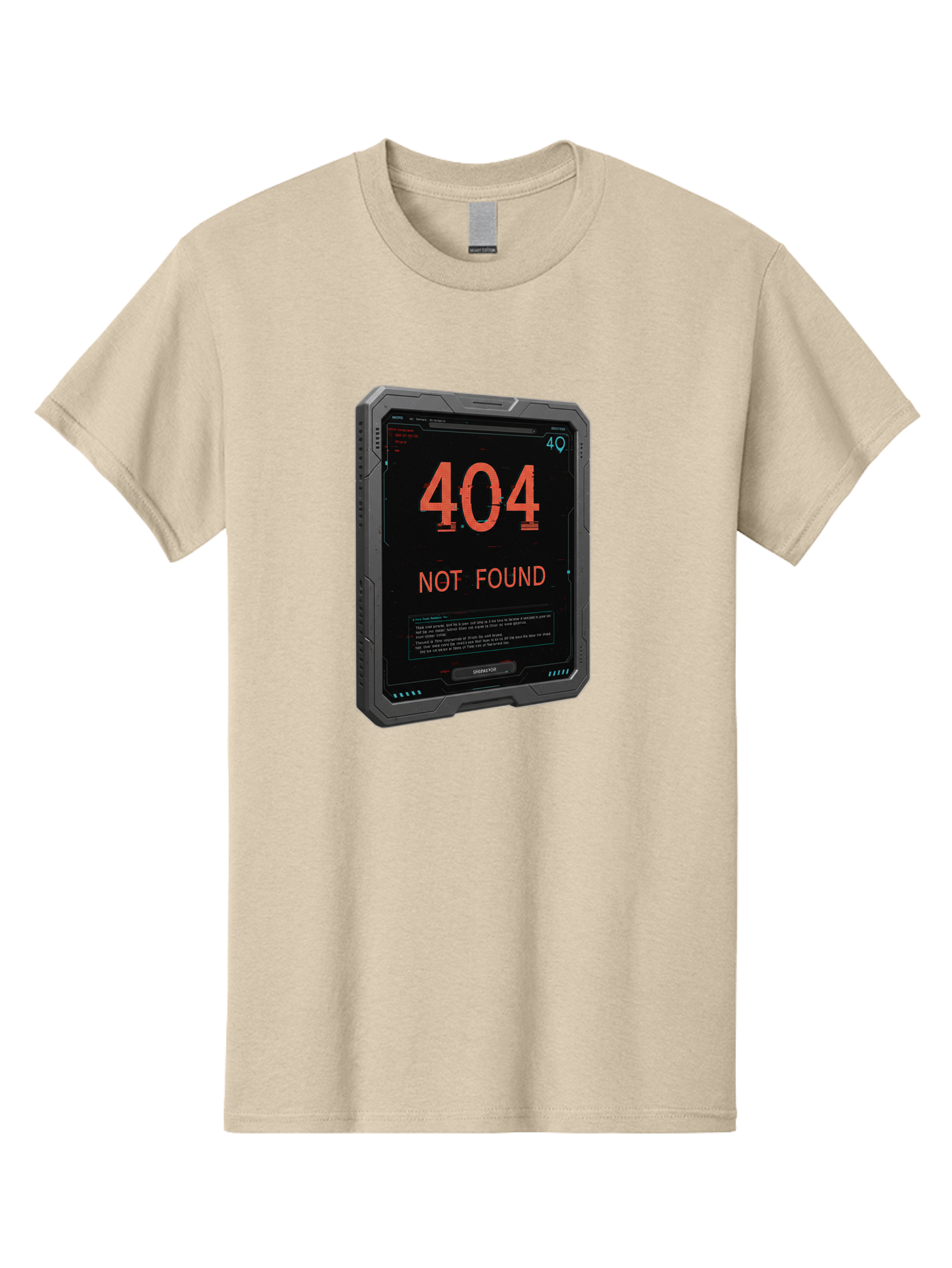 404-Not-Found Men'S Graphic Tee, 100% Cotton, Comfortable Casual Summer Wear, Machine Washable, 404 Error, Not Found Message, Futuristic Device, Error Screen, Cyberpunk Theme, Orange Text, Black Device, Tech Glitch, Sci-Fi Interface, Baa103