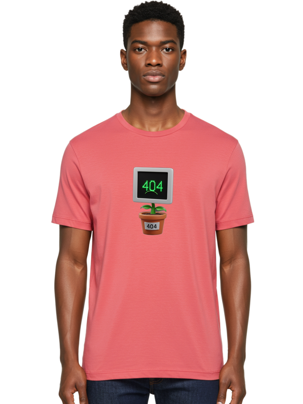 404-Plant Men'S Graphic Tee, 100% Cotton, Comfortable Casual Summer Wear, Machine Washable, 404 Error Message, Dead Link, Broken Page, Error Screen, Page Not Found, Digital Plant, Error Pot, Website Issue, Web Design Baa105