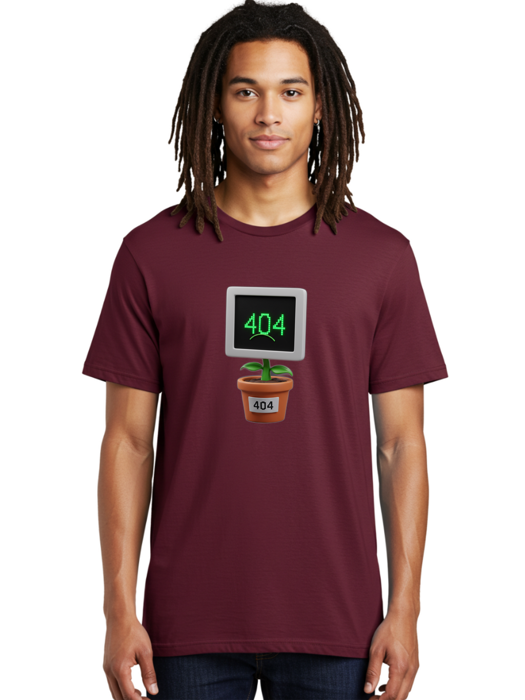 404-Plant Men'S Graphic Tee, 100% Cotton, Comfortable Casual Summer Wear, Machine Washable, 404 Error Message, Dead Link, Broken Page, Error Screen, Page Not Found, Digital Plant, Error Pot, Website Issue, Web Design Baa105