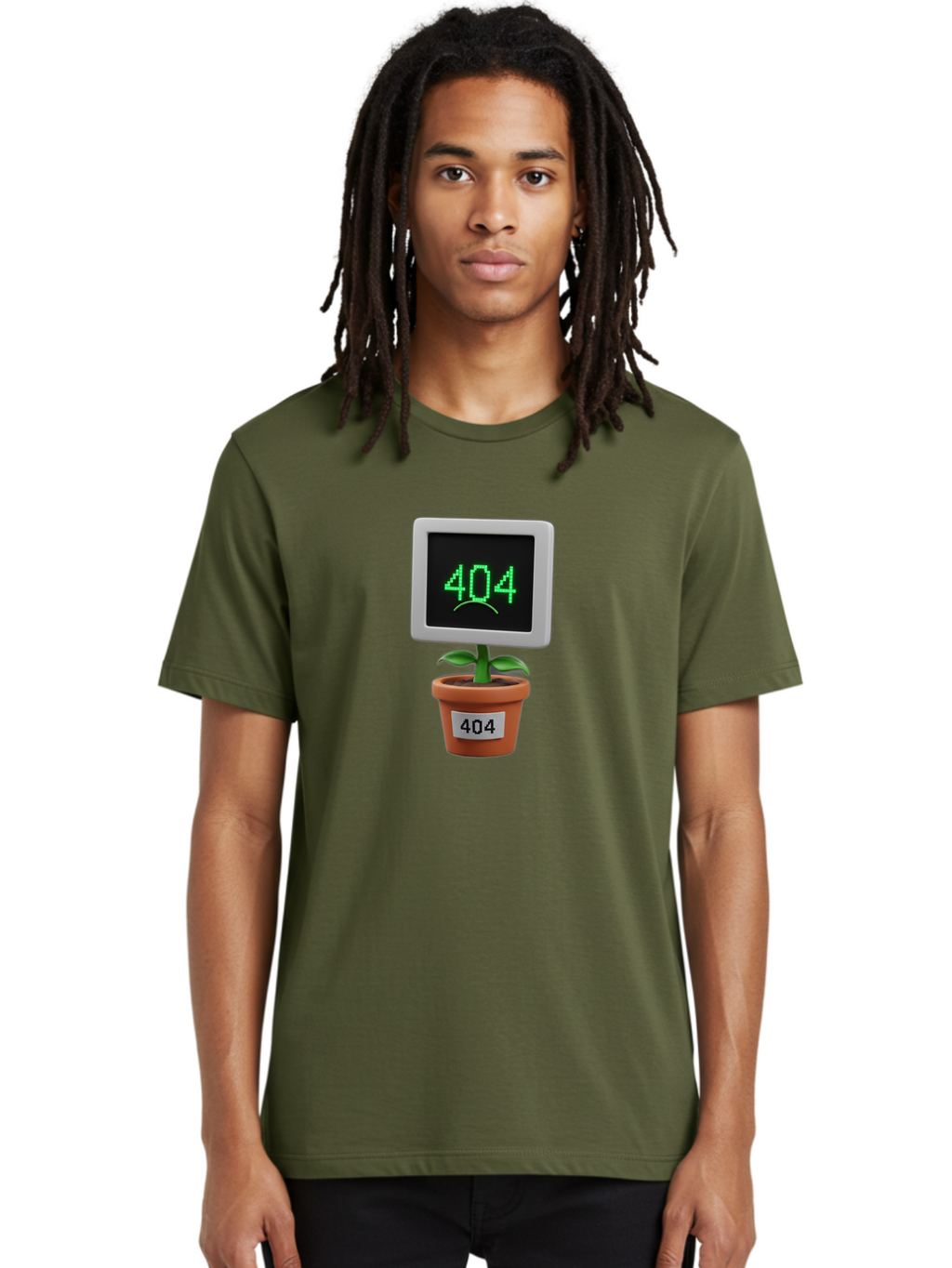 404-Plant Men'S Graphic Tee, 100% Cotton, Comfortable Casual Summer Wear, Machine Washable, 404 Error Message, Dead Link, Broken Page, Error Screen, Page Not Found, Digital Plant, Error Pot, Website Issue, Web Design Baa105
