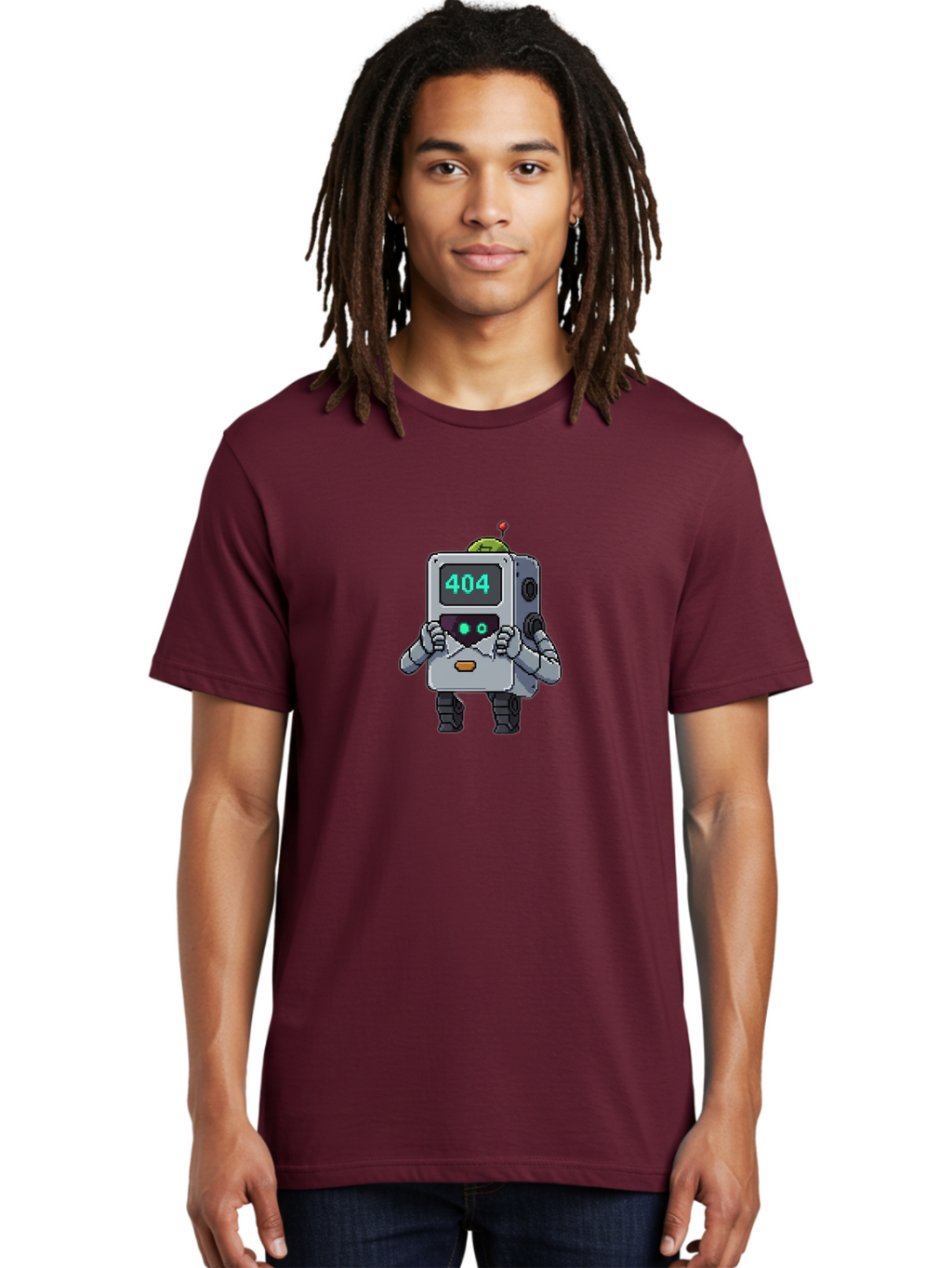 404-Robot-1 Men'S Graphic Tee, 100% Cotton, Comfortable Casual Summer Wear, Machine Washable, Robot With 404 Error Message, Error Page, Broken Link, Page Not Found, Malfunctioning Robot, Cartoon Style, Digital Art, Futuristic Design, Baa106
