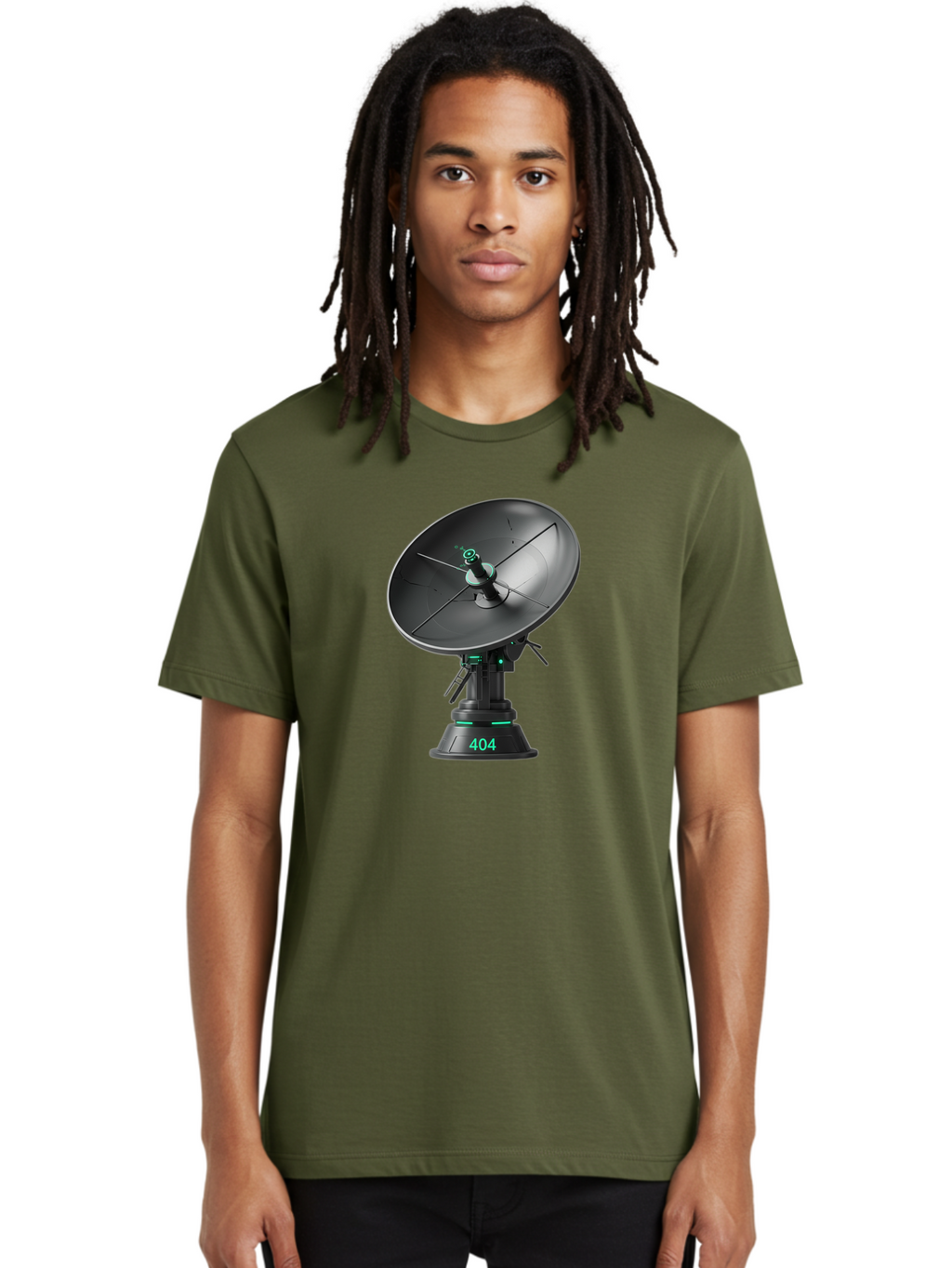 404-Satellite-Dish Men'S Graphic Tee, 100% Cotton, Comfortable Casual Summer Wear, Machine Washable, Satellite Dish, Futuristic Technology, Wireless Communication, 404 Error, Digital Connectivity, Cyberpunk Style, High-Tech Device, Baa108