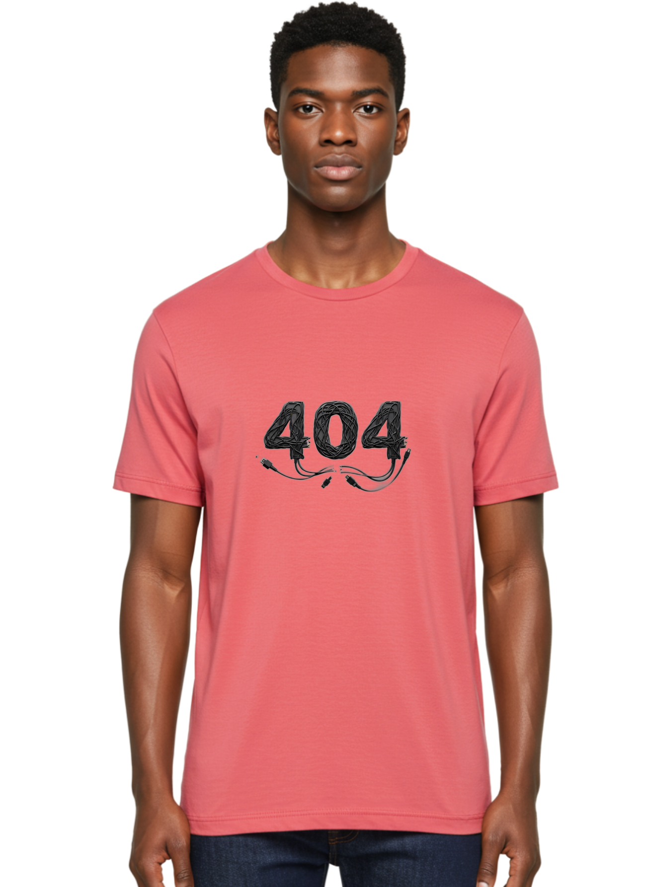 404 Men'S Graphic Tee, 100% Cotton, Comfortable Casual Summer Wear, Machine Washable, 404 Error, Tangled Wires, Cable Mess, Connectivity Issue, Network Problem, Error Message, Digital Glitch, Technology Failure Baa113