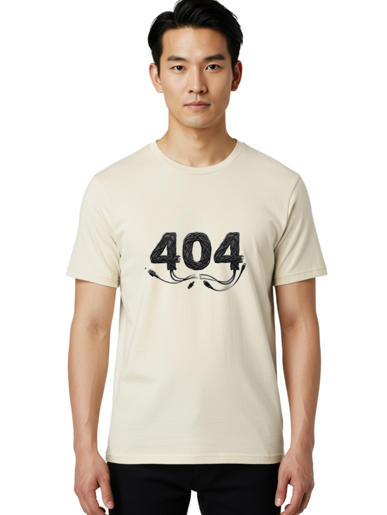404 Men'S Graphic Tee, 100% Cotton, Comfortable Casual Summer Wear, Machine Washable, 404 Error, Tangled Wires, Cable Mess, Connectivity Issue, Network Problem, Error Message, Digital Glitch, Technology Failure Baa113