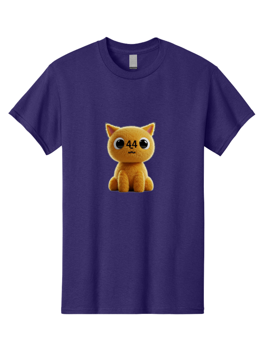 44 Men'S Graphic Tee, 100% Cotton, Comfortable Casual Summer Wear, Machine Washable, Cute Cartoon Cat, Funny Cat Design, Orange Cat Plush, Cartoonish Eyes, Adorable Facial Expression, Kawaii Character, Number 44 Design, Soft Toy Baa114