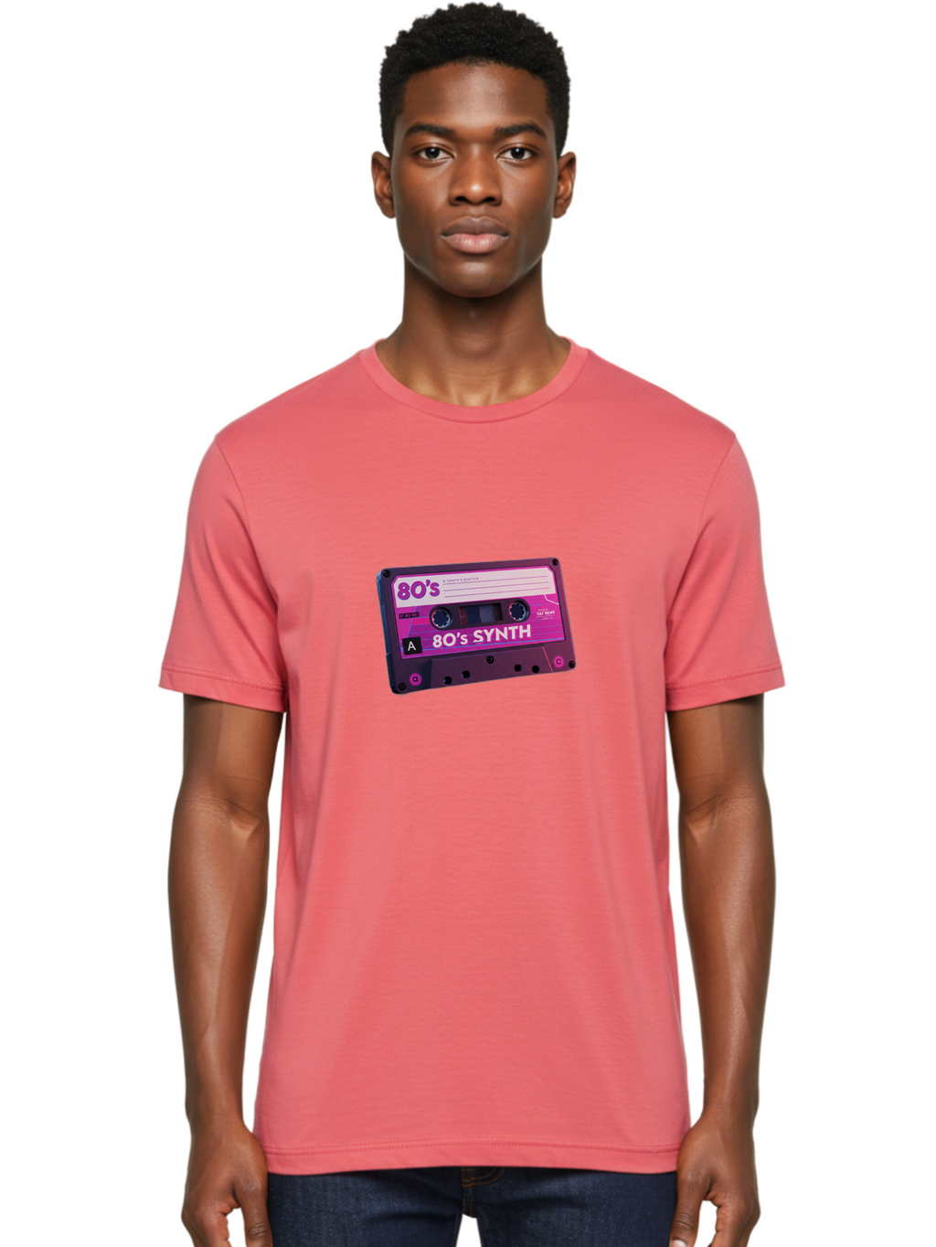 80-S-Synth-Cassette Men'S Graphic Tee, 100% Cotton, Comfortable Casual Summer Wear, Machine Washable, 80'S Synth Music, Vintage Cassette Tape, Retro 80S, Synthwave, Electronic Sound, Cassette Mix, A Side, 80'S Nostalgia, Baa117
