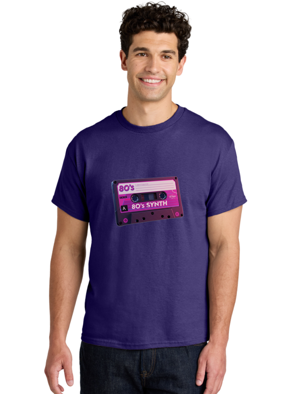 80-S-Synth-Cassette Men'S Graphic Tee, 100% Cotton, Comfortable Casual Summer Wear, Machine Washable, 80'S Synth Music, Vintage Cassette Tape, Retro 80S, Synthwave, Electronic Sound, Cassette Mix, A Side, 80'S Nostalgia, Baa117