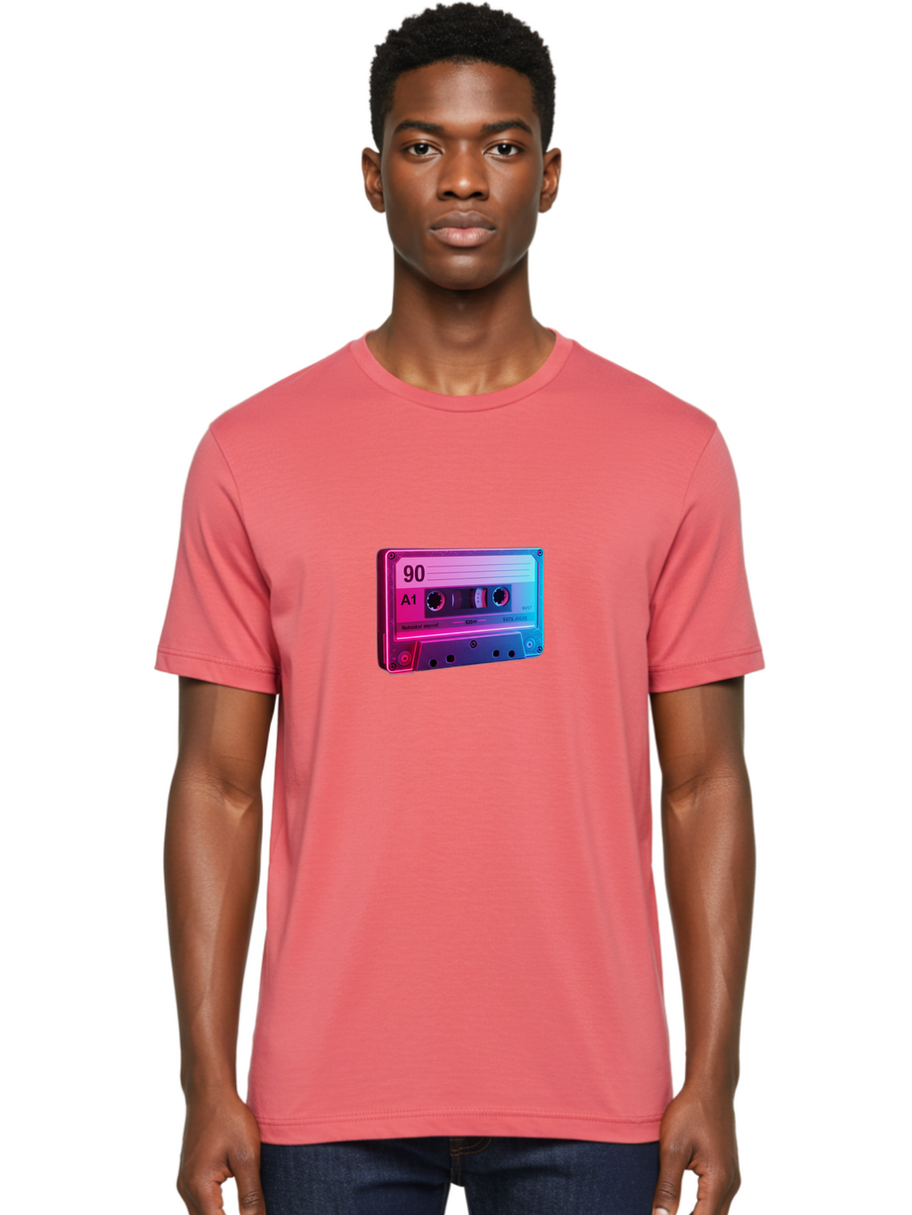 90-A1-Cassette-Tape Men'S Graphic Tee, 100% Cotton, Comfortable Casual Summer Wear, Machine Washable, Retro Cassette Tape, Vintage Music, Nostalgic Technology, 90S Music, A1 Mix Tape, Retro Aesthetics, Vinyl Revival, Music Nostalgia, Baa120