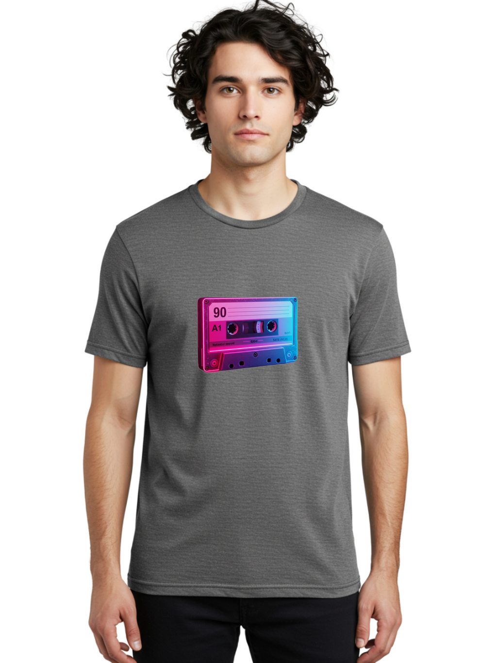 90-A1-Cassette-Tape Men'S Graphic Tee, 100% Cotton, Comfortable Casual Summer Wear, Machine Washable, Retro Cassette Tape, Vintage Music, Nostalgic Technology, 90S Music, A1 Mix Tape, Retro Aesthetics, Vinyl Revival, Music Nostalgia, Baa120