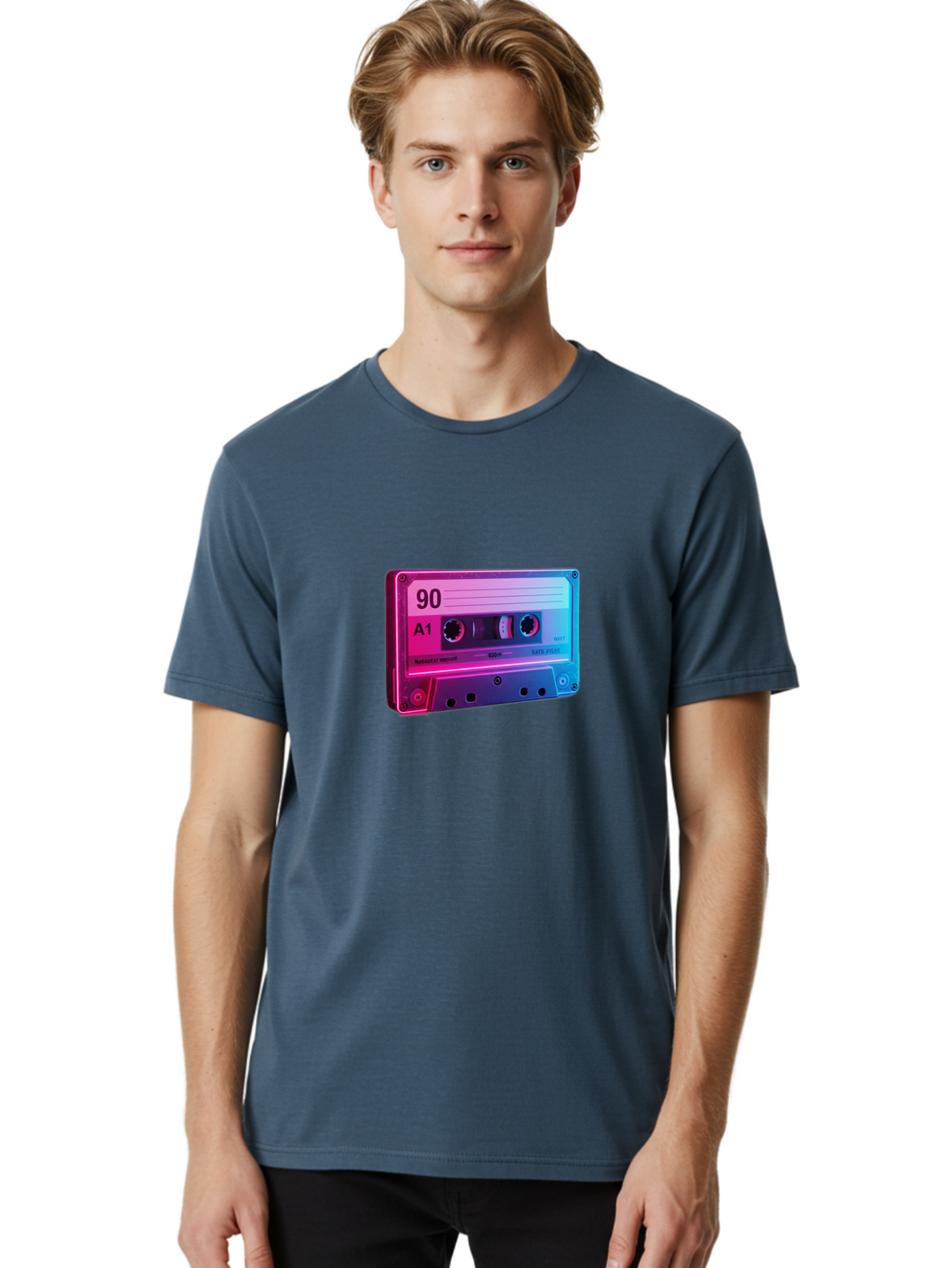 90-A1-Cassette-Tape Men'S Graphic Tee, 100% Cotton, Comfortable Casual Summer Wear, Machine Washable, Retro Cassette Tape, Vintage Music, Nostalgic Technology, 90S Music, A1 Mix Tape, Retro Aesthetics, Vinyl Revival, Music Nostalgia, Baa120