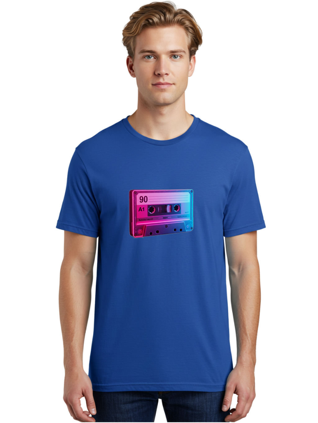 90-A1-Cassette-Tape Men'S Graphic Tee, 100% Cotton, Comfortable Casual Summer Wear, Machine Washable, Retro Cassette Tape, Vintage Music, Nostalgic Technology, 90S Music, A1 Mix Tape, Retro Aesthetics, Vinyl Revival, Music Nostalgia, Baa120