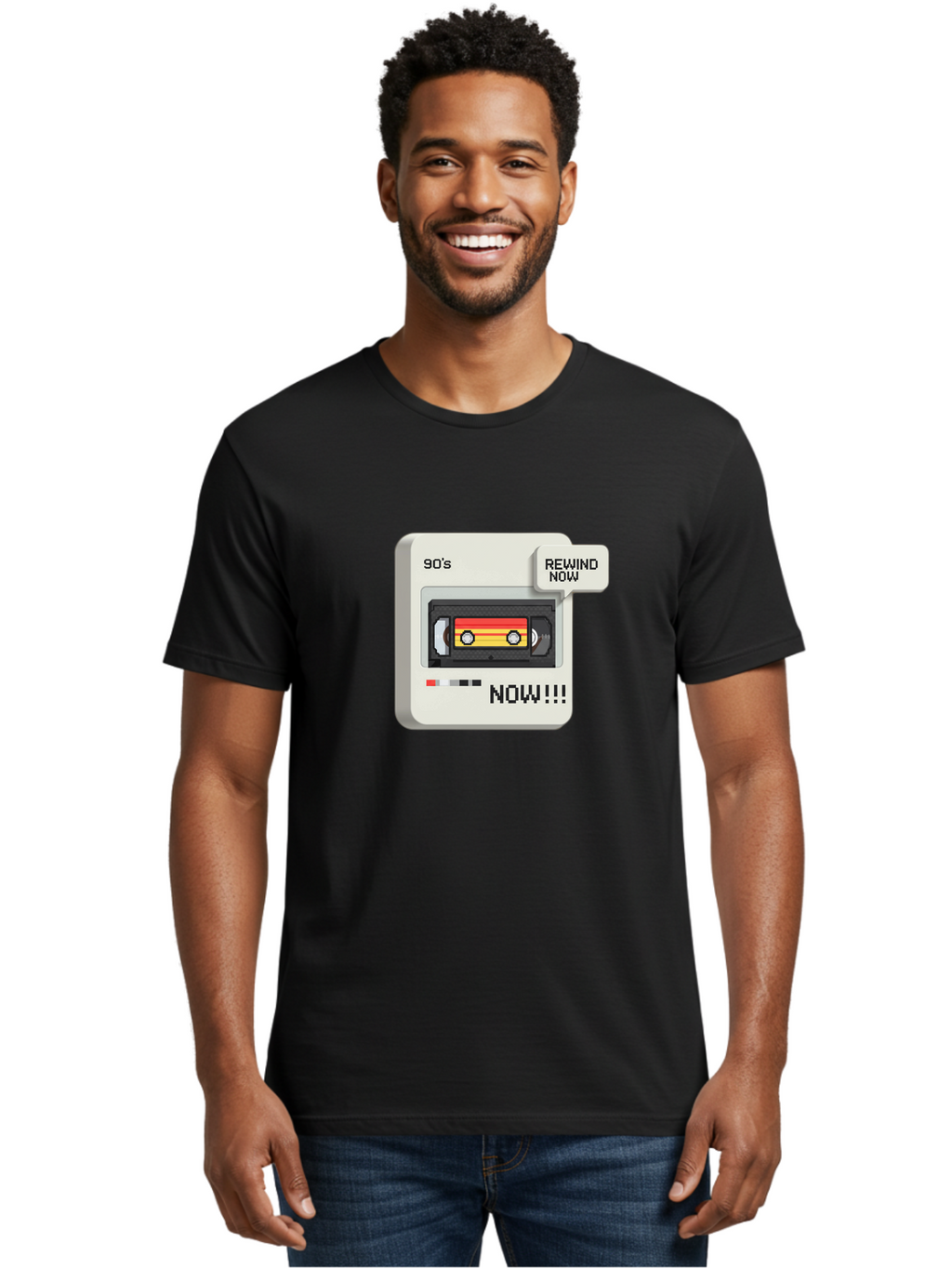 90-S-Rewind Men'S Graphic Tee, 100% Cotton, Comfortable Casual Summer Wear, Machine Washable, Retro Cassette Tape, 90'S Nostalgia, Rewind Now, Vintage Music, Nostalgic Vibes, Retro Technology, Old School Audio, Cassette Player Baa121