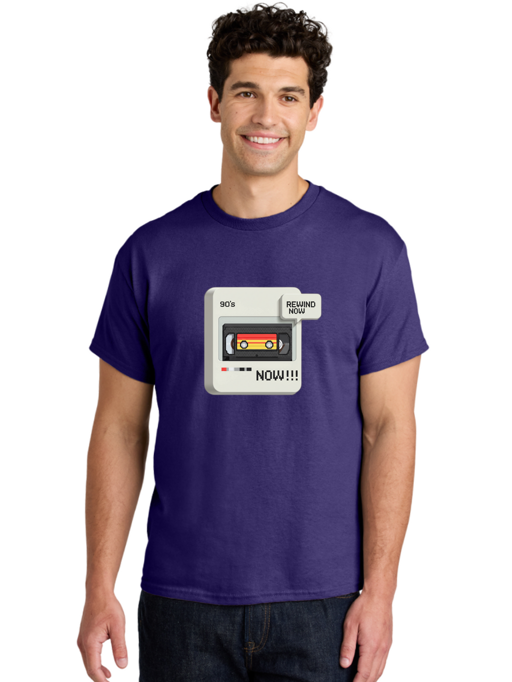 90-S-Rewind Men'S Graphic Tee, 100% Cotton, Comfortable Casual Summer Wear, Machine Washable, Retro Cassette Tape, 90'S Nostalgia, Rewind Now, Vintage Music, Nostalgic Vibes, Retro Technology, Old School Audio, Cassette Player Baa121
