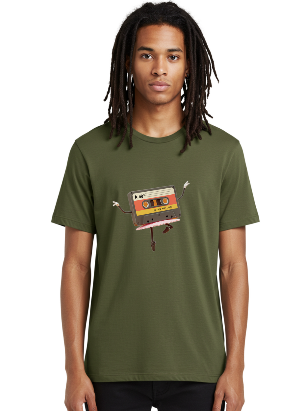 A-90Deg Men'S Graphic Tee, 100% Cotton, Comfortable Casual Summer Wear, Machine Washable, Retro Cassette Tape, Mixtape Artwork, Cassette With Arms And Legs, 90S Music Nostalgia, Mixtape Culture, Vintage Audio, Music Memorabilia, Baa123