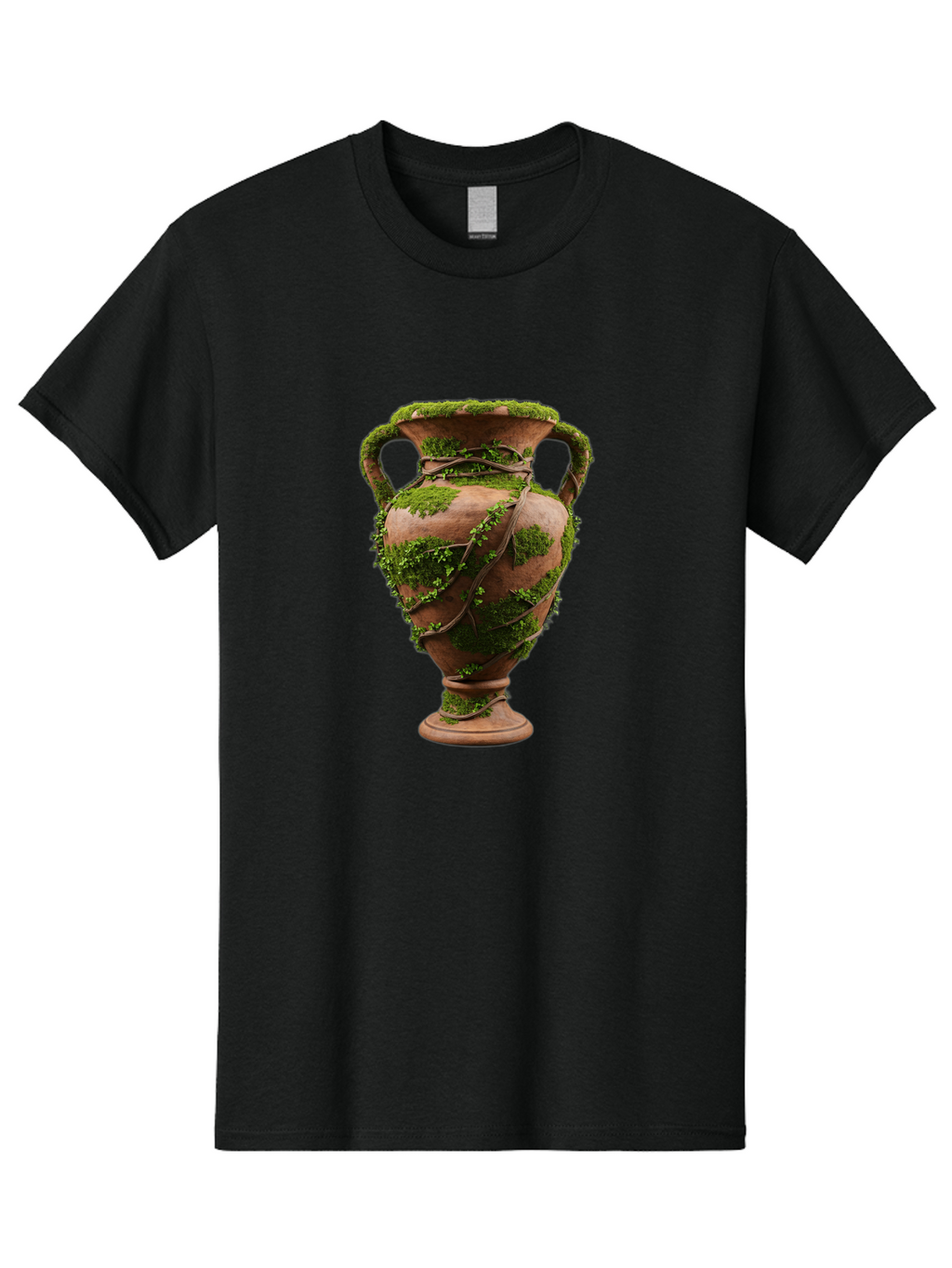 Amphora Men'S Graphic Tee, 100% Cotton, Comfortable Casual Summer Wear, Machine Washable, Moss And Vines, Terracotta Vase, Greenery, Rustic Charm, Natural Decor, Earthy Tones, Botanical Elements, Vintage Pottery, Eclectic Style Baa128