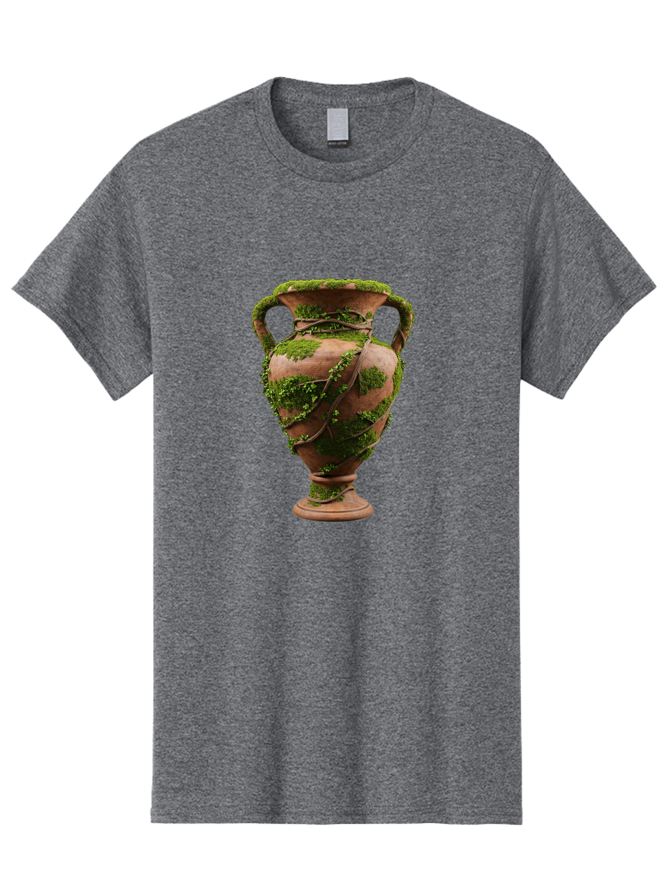 Amphora Men'S Graphic Tee, 100% Cotton, Comfortable Casual Summer Wear, Machine Washable, Moss And Vines, Terracotta Vase, Greenery, Rustic Charm, Natural Decor, Earthy Tones, Botanical Elements, Vintage Pottery, Eclectic Style Baa128