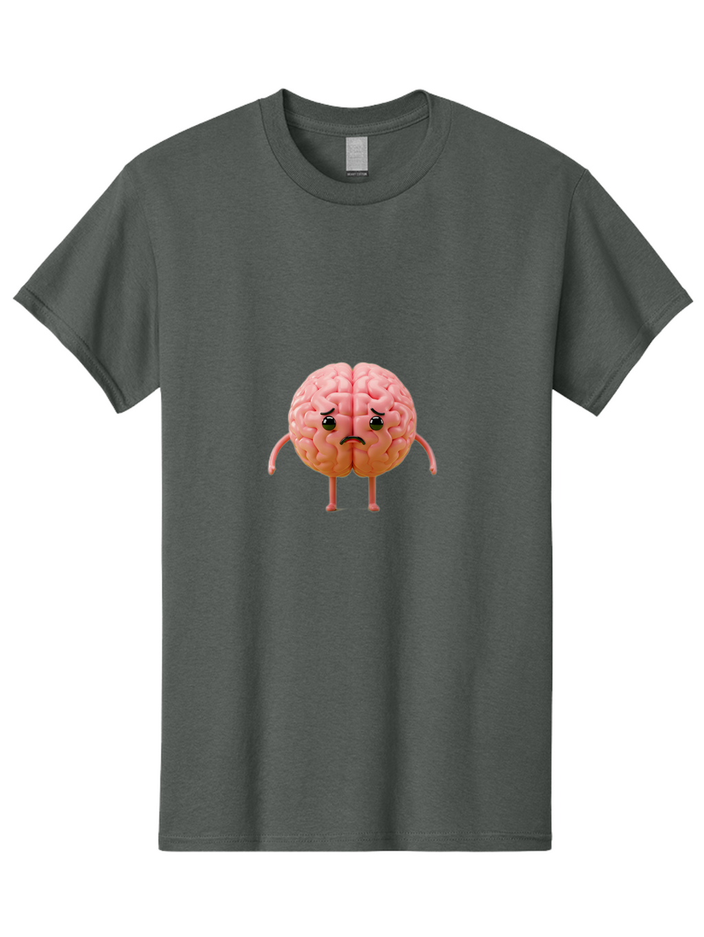 Angry-Brain-2 Men'S Graphic Tee, 100% Cotton, Comfortable Casual Summer Wear, Machine Washable, Cartoon Brain, Angry Face, Frustrated Expression, Anthropomorphic Character, Humorous Illustration, Brain With Attitude, Cognitive Humor, Baa131