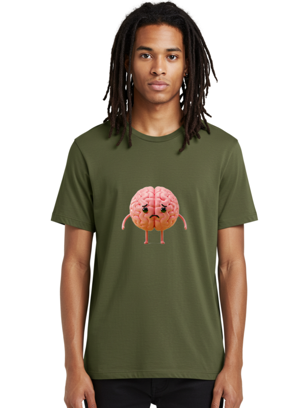 Angry-Brain-2 Men'S Graphic Tee, 100% Cotton, Comfortable Casual Summer Wear, Machine Washable, Cartoon Brain, Angry Face, Frustrated Expression, Anthropomorphic Character, Humorous Illustration, Brain With Attitude, Cognitive Humor, Baa131