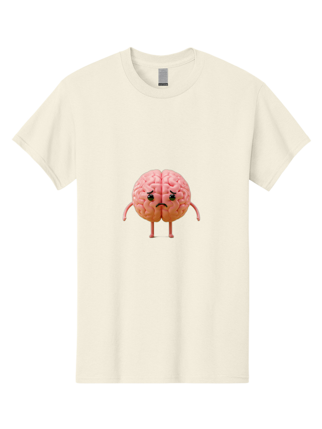 Angry-Brain-2 Men'S Graphic Tee, 100% Cotton, Comfortable Casual Summer Wear, Machine Washable, Cartoon Brain, Angry Face, Frustrated Expression, Anthropomorphic Character, Humorous Illustration, Brain With Attitude, Cognitive Humor, Baa131